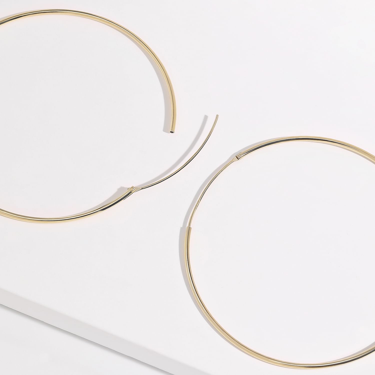 Meissa 925 Sterling Silver Thin Hoop Earrings for Women & Girls - Rose Gold Plated Large Loop Earrings - Lightweight Big Circle Earrings (40mm Diameter) - Perfect for Everyday Wear, Parties & Gifts