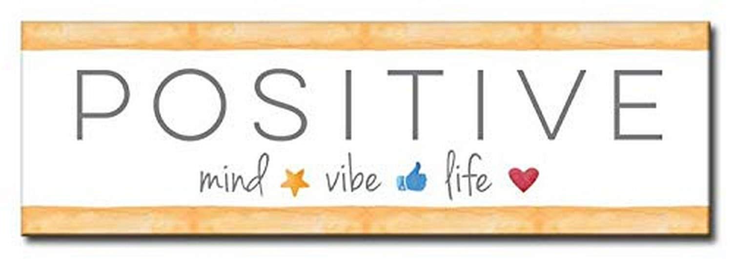 Inspiring Wooden Wall Sign - 'Positive Mind, Positive Vibe, Positive Life' - Motivational Home Decor for Living Room, Bedroom & Office - White and Orange Rustic Farmhouse Style