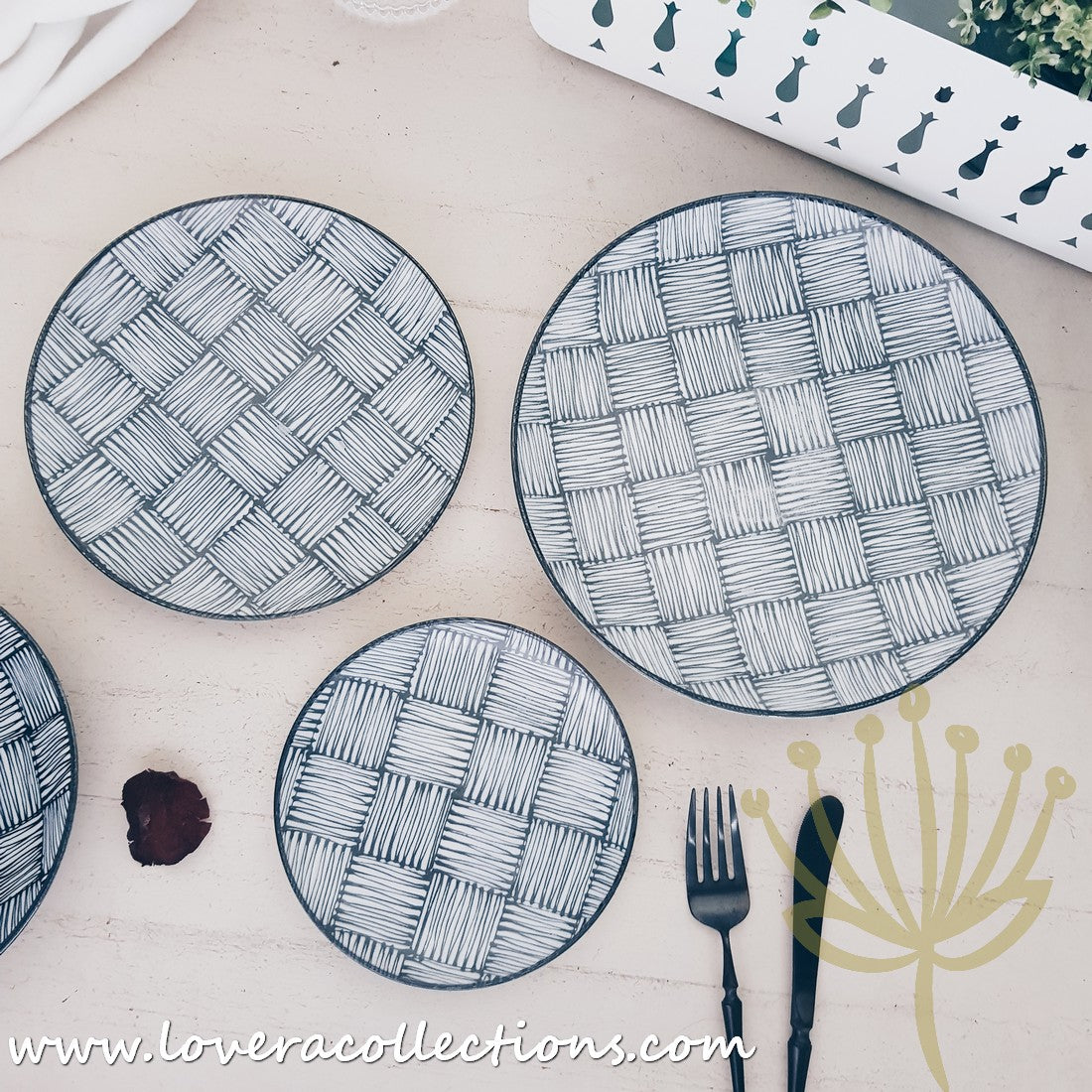 Awasaka Black & White Modern Checkered Dinnerware Set - 12-Piece Ceramic Plates & Bowls for Dining - Perfect for Restaurants, Weddings & Home Decor (60% Off Limited Time Sale)