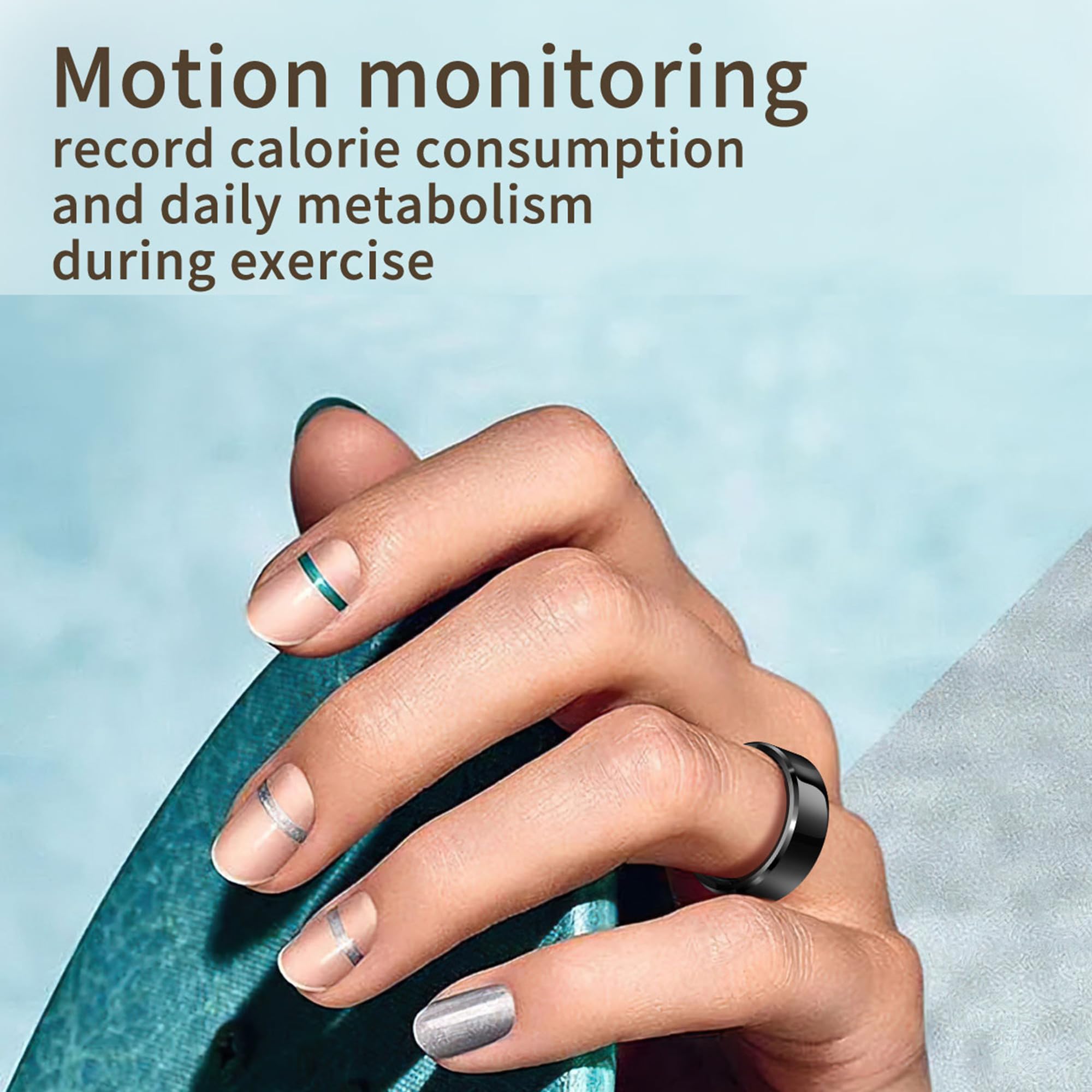 Smart Ring for Health & Fitness - Waterproof Heart Rate Monitor, Step Counter, Calorie Tracker, Sleep Monitor with Long Battery Life - Compatible with iOS & Android - Perfect for Workouts, Running & Daily Activity Tracking (Men & Women)