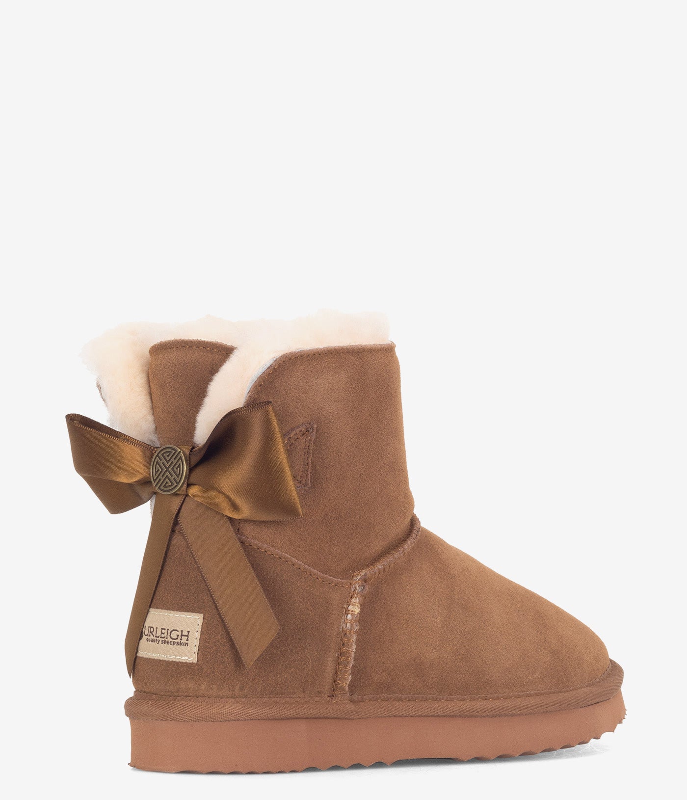 Burleigh Mini Ribbon Sheepskin Boots for Women - Cozy Winter Booties with Ribbon Detail | Perfect for Casual Outfits, Cold Weather & Indoor Comfort