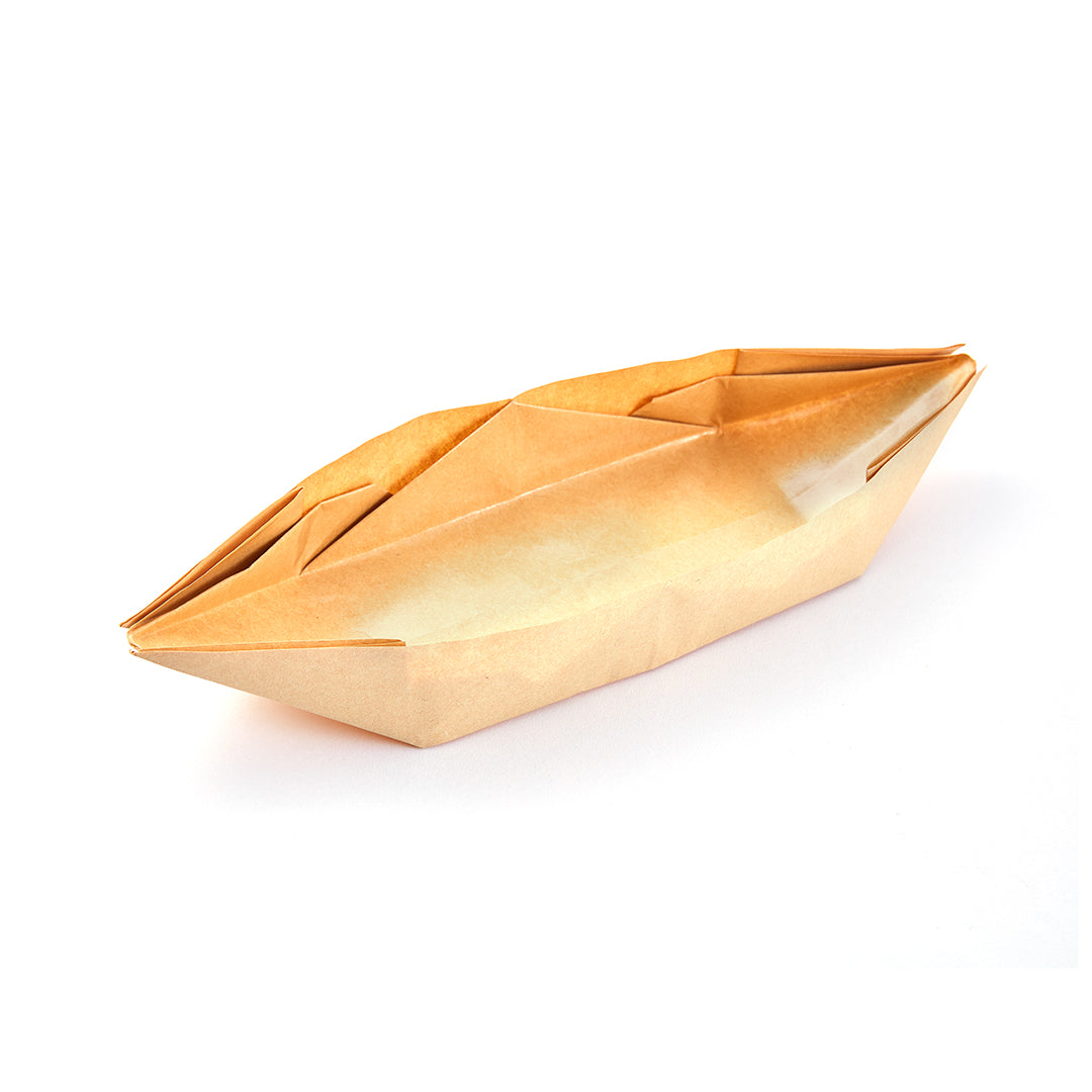 12 oz Kraft Paper Handmade Origami Boats - Greaseproof Eco-Friendly Food Containers (13.5