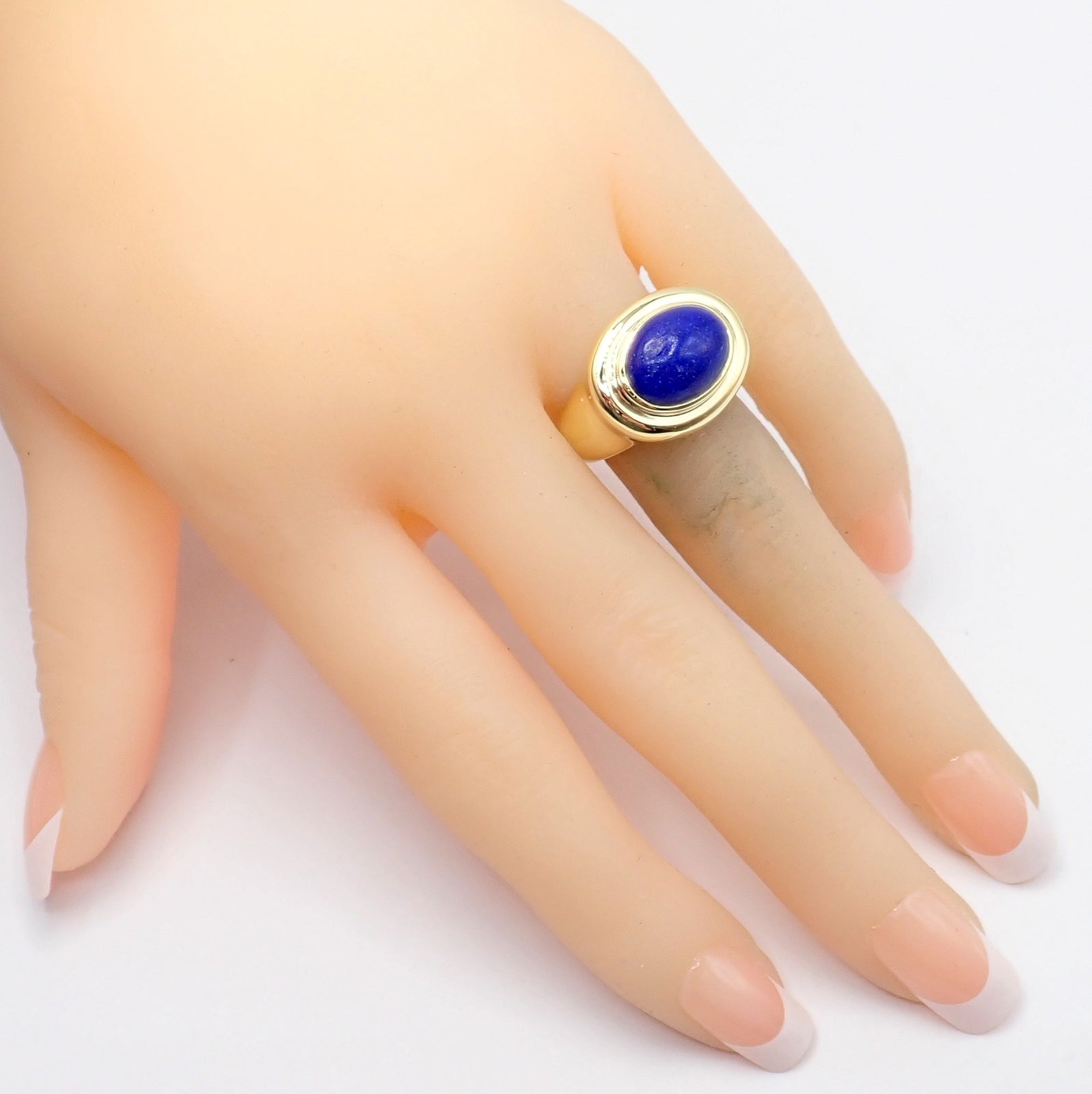 Authentic Tiffany & Co Paloma Picasso 18k Yellow Gold Large Lapis Oval Ring - Luxury Statement Jewelry for Women, Perfect for Weddings, Anniversaries & Special Occasions