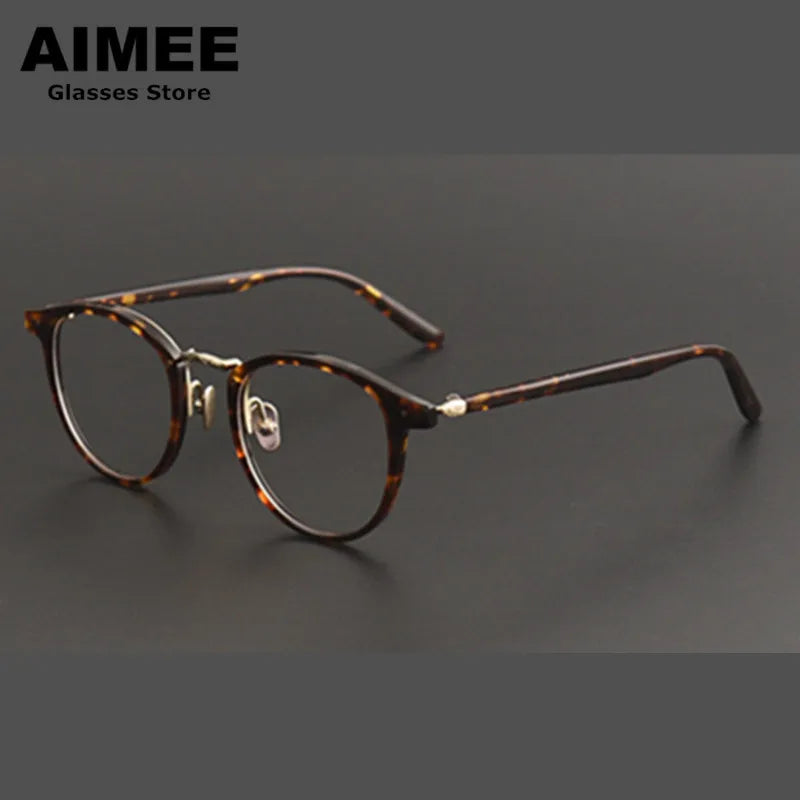 Aimee Unisex Full Rim Square Oval Acetate Titanium Eyeglasses 7885 - Lightweight & Durable Eyewear for Men & Women - Perfect for Work, Reading & Everyday Use