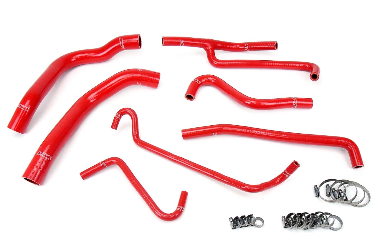 HPS 57-1330-RED Red Silicone Radiator Coolant Hose & Heater Hose Kit - High Performance Cooling System Upgrade for Cars, Trucks & SUVs - Perfect for Daily Driving, Racing & Off-Road Use