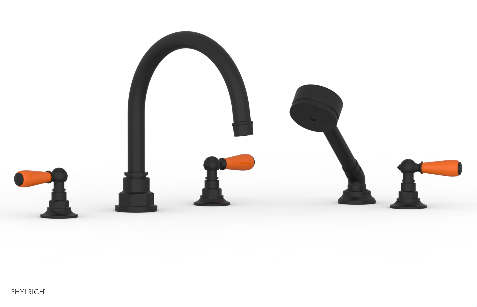Jamestown Deck Tub Set with Hand Shower - Lever Handles & Orange Accents (165-49) - Perfect for Outdoor Bathing & Relaxation in Your Backyard Oasis
