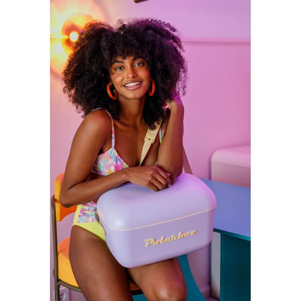 Polarbox 12L Portable Insulated Ice Box Cooler - Lightweight & Durable for Camping, Picnics, Beach & Outdoor Adventures - Stylish Lilac & Gold Design