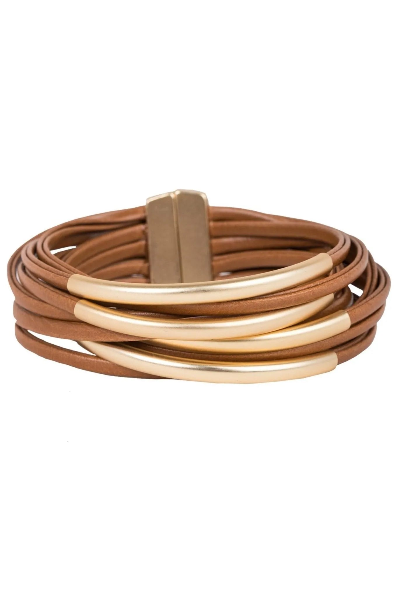 Stylish Tubular Leather & Metal Bracelet for Women - Trendy Boho Chic Jewelry for Casual Wear & Special Occasions