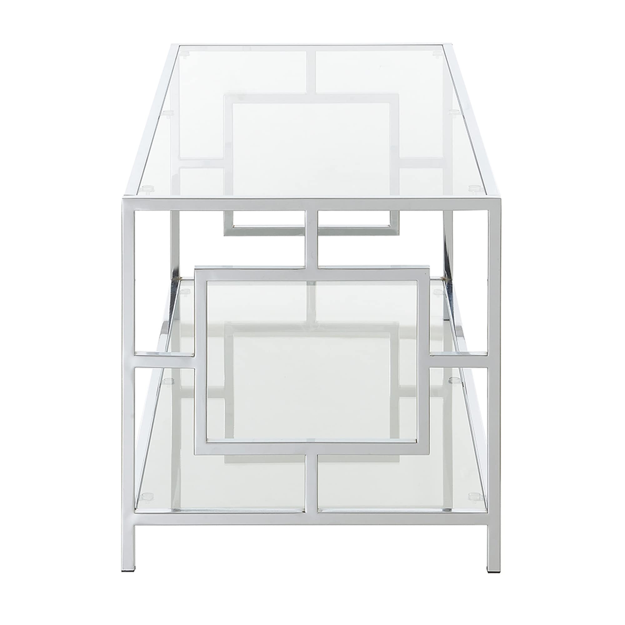 Modern Glass & Chrome Coffee Table with Storage Shelf - 42