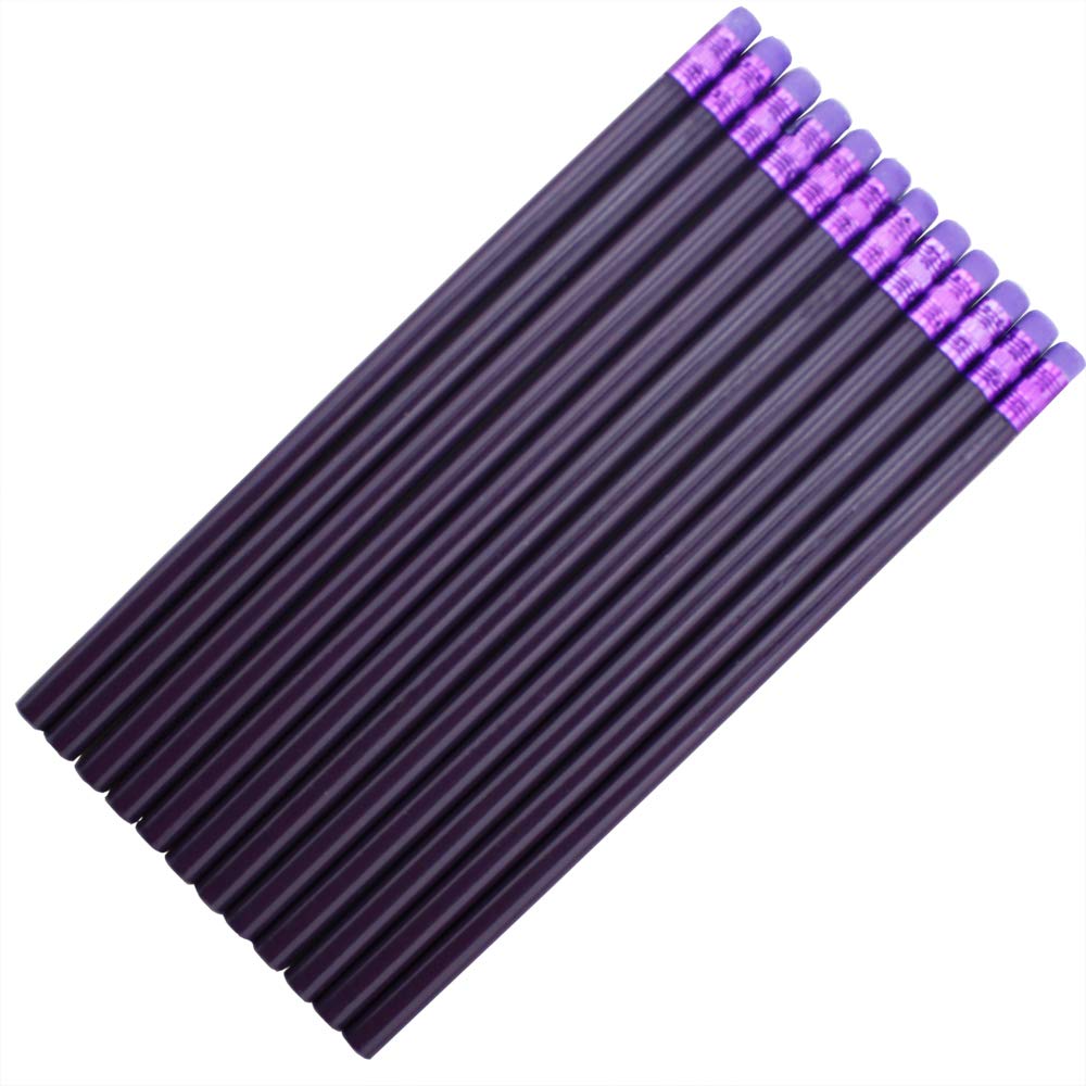 Purple Round Pencils Bulk - 20 Pack 2HB Black Lead for School & Office
