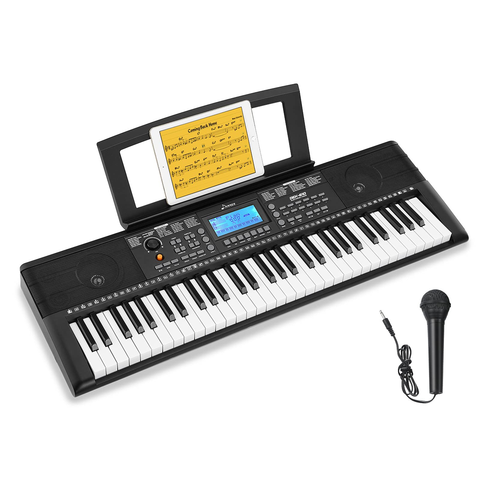 Donner 61-Key Digital Piano Keyboard for Beginners & Professionals - Portable Electric Keyboard with Built-in Microphone, Piano App, MP3/USB MIDI Support & Sustain Pedal Input - Perfect for Home Practice, Studio Recording & Live Performances