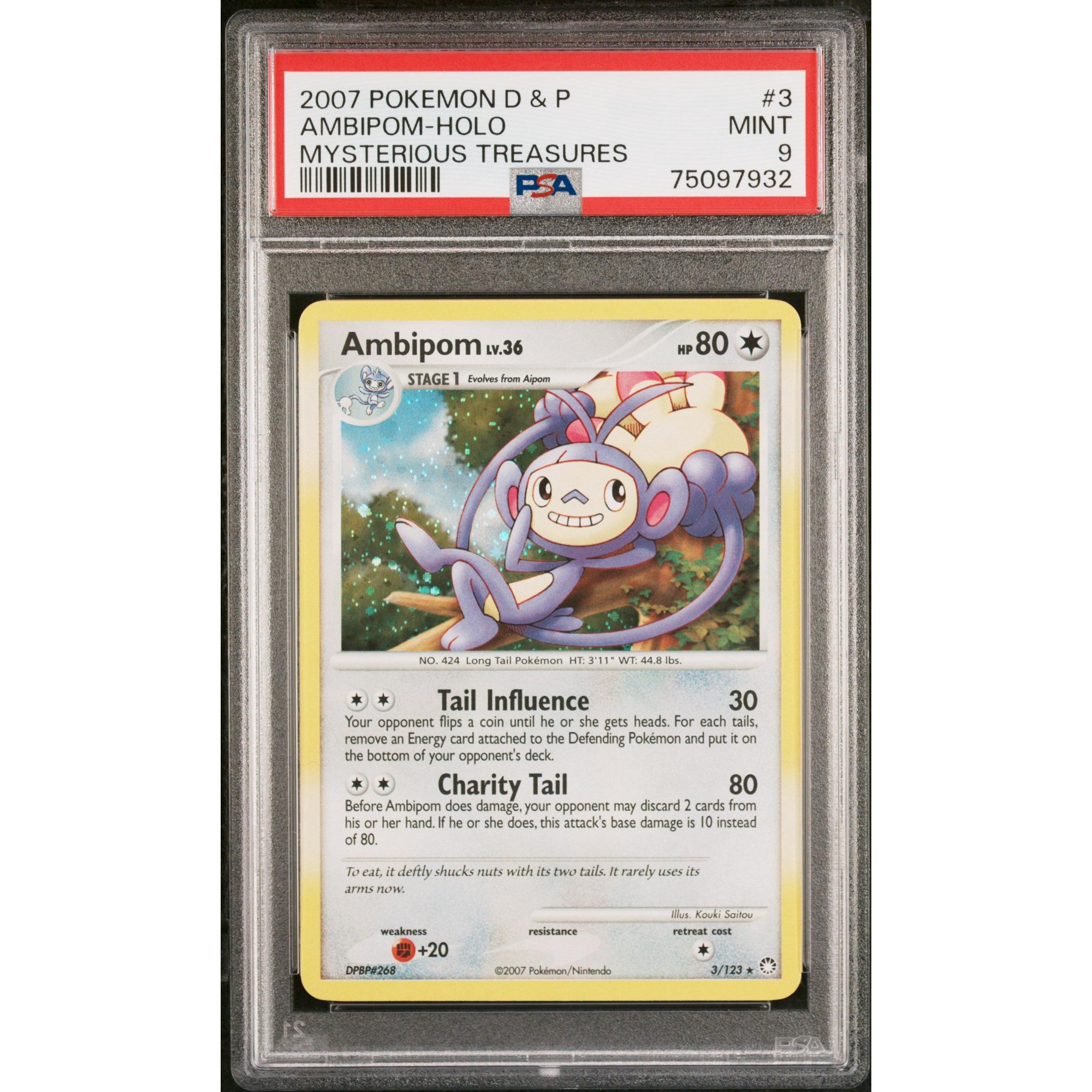 2007 Pokemon Mysterious Treasures Ambipom Holo 3/123 PSA 9 Graded Card - Rare Collectible for Pokemon TCG Players & Investors