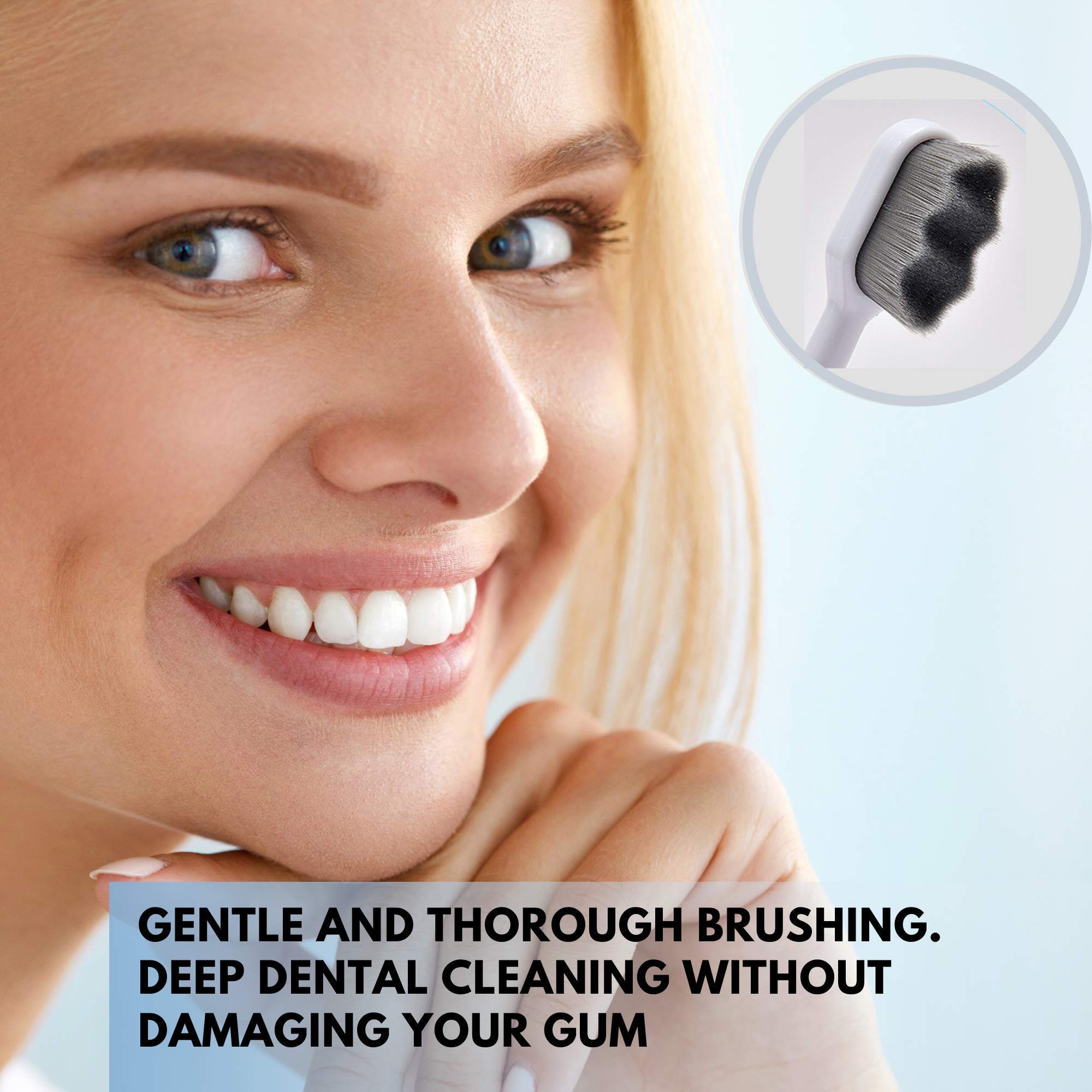 **Extra Soft Toothbrush for Sensitive Gums & Teeth – 20,000 Ultra Soft Bamboo Charcoal Bristles, Gentle Cleaning (2-Pack, Black Wave) – Perfect for Travel & Daily Oral Care**
