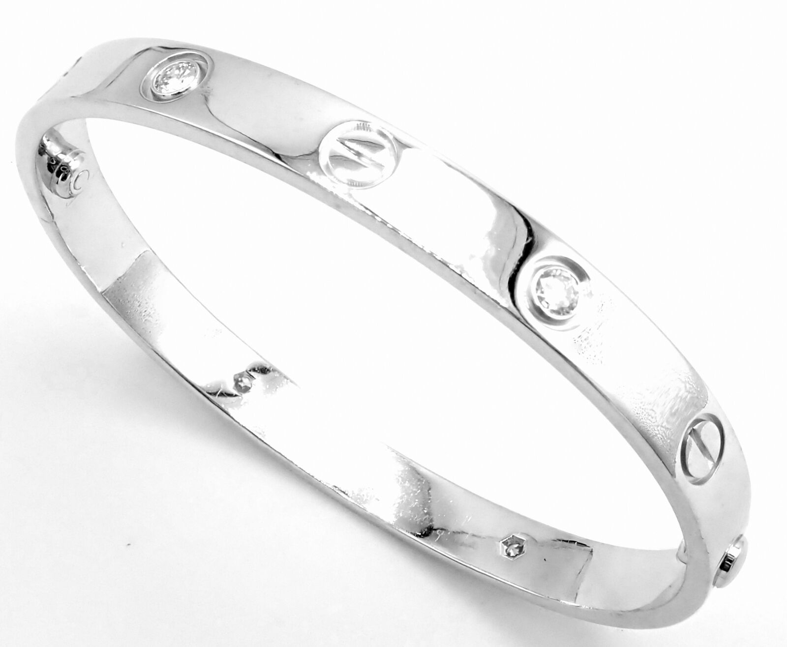 Authentic Cartier 18K White Gold Love Bracelet with 4 Diamonds - Size 17 Certified | Luxury Jewelry for Women, Perfect Gift for Anniversary, Valentine's Day & Special Occasions