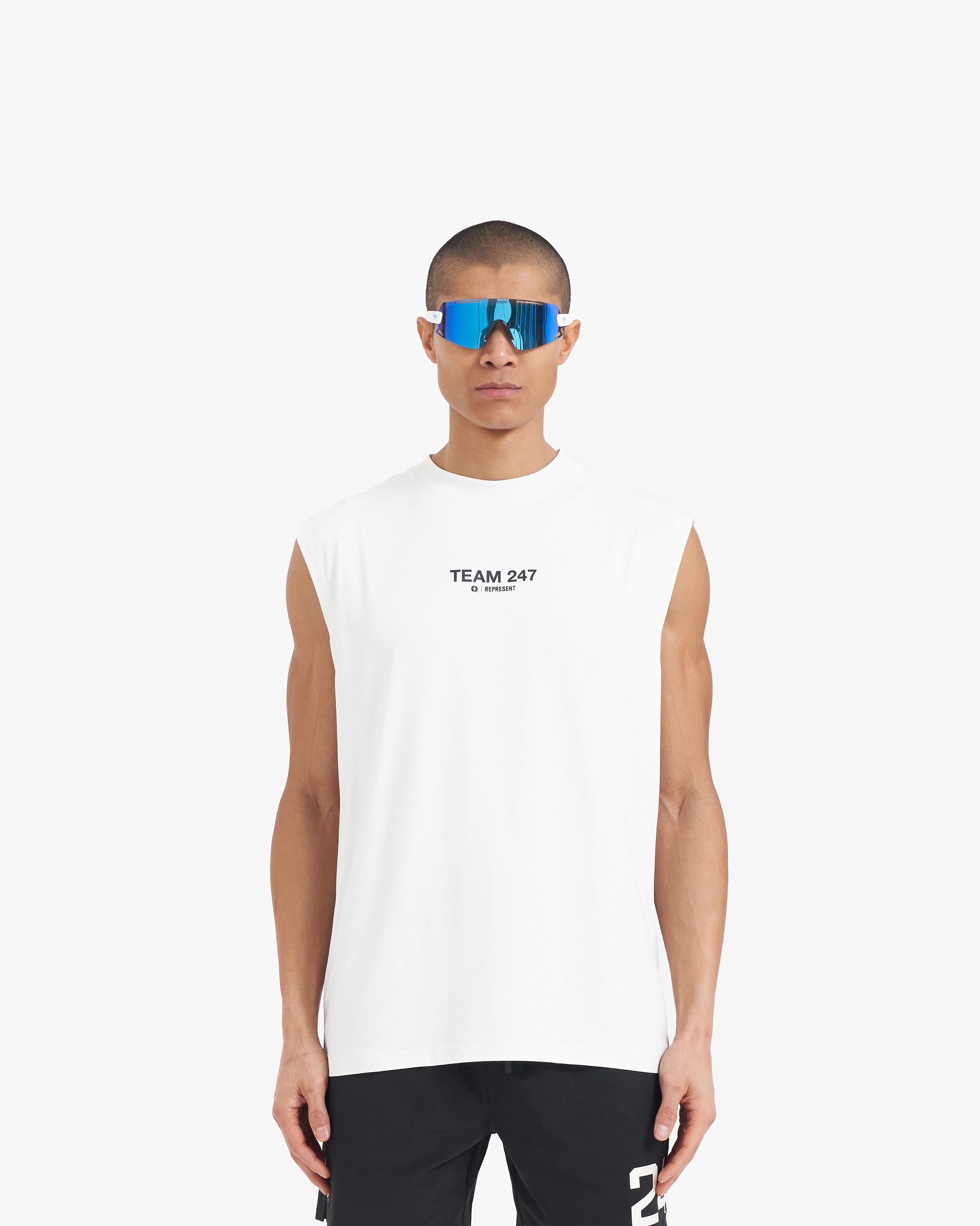 Team 247 Oversized Tank Top for Women - Marchon Flat White | Comfortable Loose Fit Casual Wear for Summer, Gym, Beach & Everyday Outfits