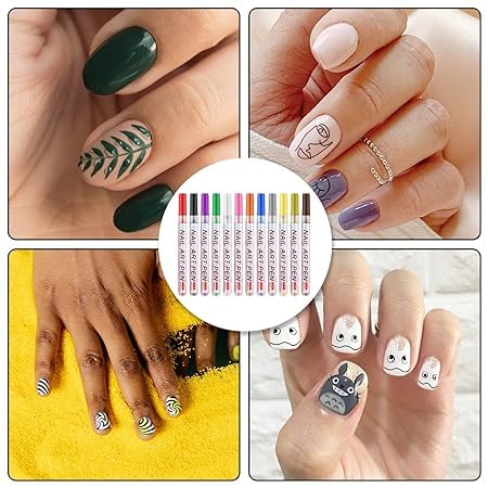 SCHMIDT 12-Piece 3D Nail Art Pen Set - 0.7mm Fine Tip Gel Polish Drawing Pens for Professional & DIY Manicures (12 Vibrant Colors) - Perfect for Salon, Home Use & Creative Nail Designs