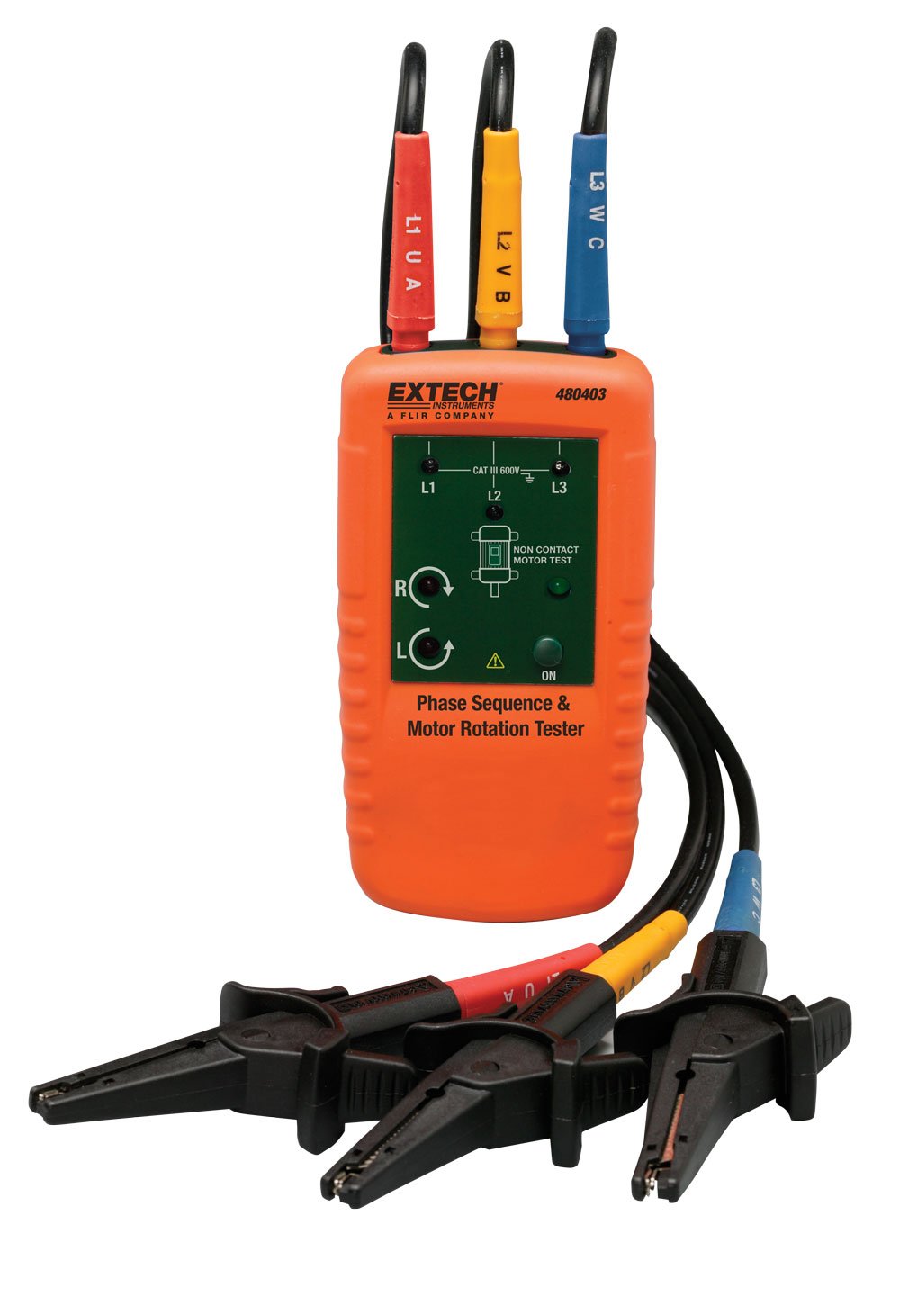 Extech 480403 Digital Motor Rotation and 3-Phase Tester - Electrical Tester for HVAC, Industrial Motors & Power Systems | Professional Tool for Electricians & Technicians