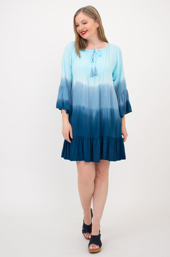 Ellie Dress - Turquoise Dip Dye Maxi Dress for Women | Boho Chic Summer Beach Dress | Perfect for Vacations, Weddings & Date Nights