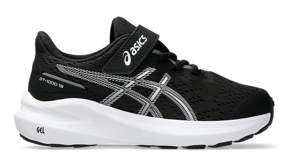 ASICS GT 1000 13 PS Velcro Running Shoes for Kids - Black/White | Lightweight Athletic Sneakers for Boys & Girls | Perfect for School, Sports & Daily Activities