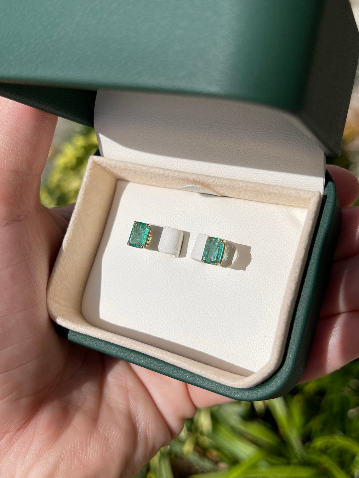 14K Gold Natural Emerald Cut May Birthstone Stud Earrings - 1.81tcw, Elegant Gift for Mother's Day, Anniversary & Special Occasions