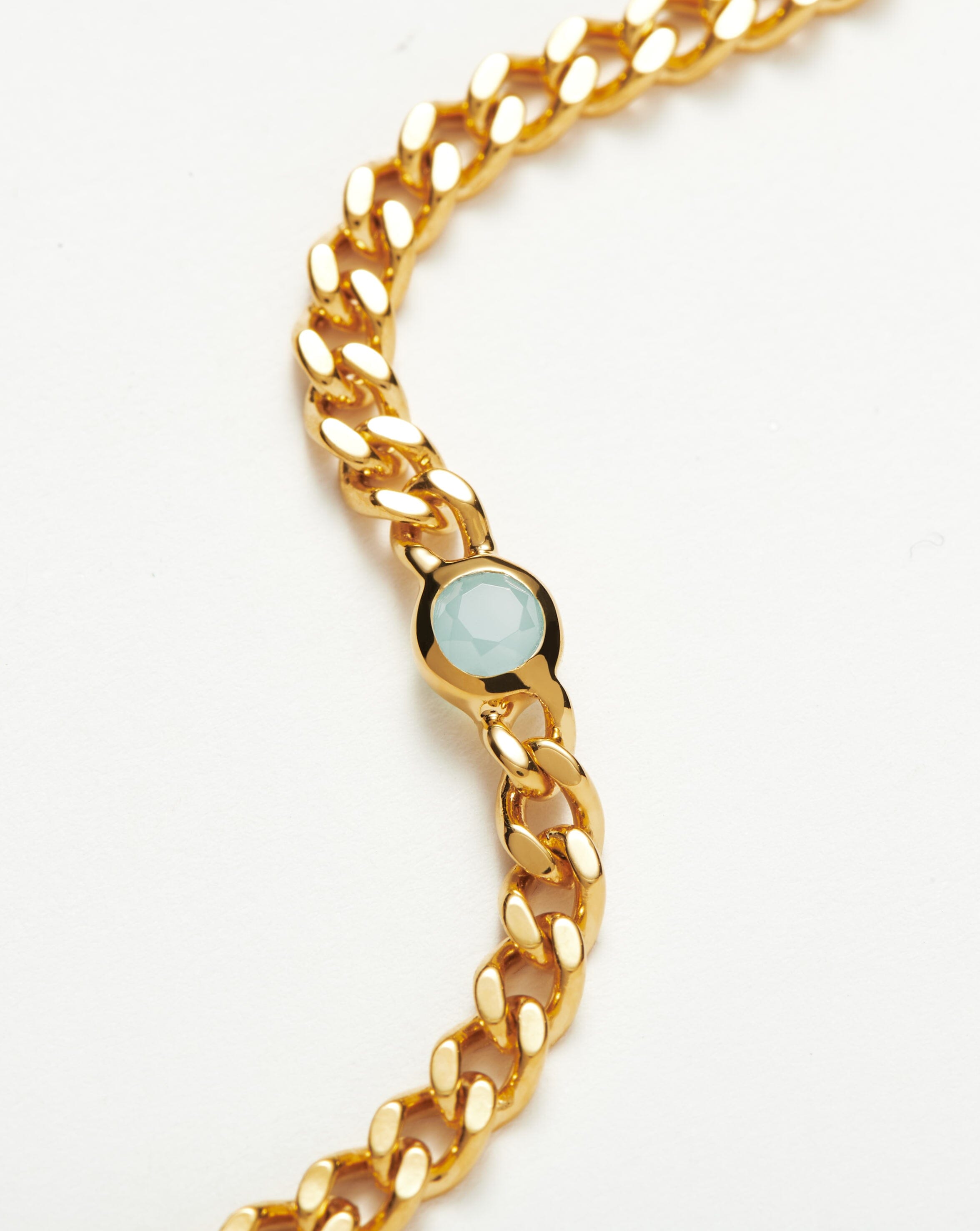 March Birthstone Aqua Chalcedony Bracelet | 18k Gold Plated Vermeil Chain | Perfect Gift for Women, Birthday, Anniversary & Everyday Wear