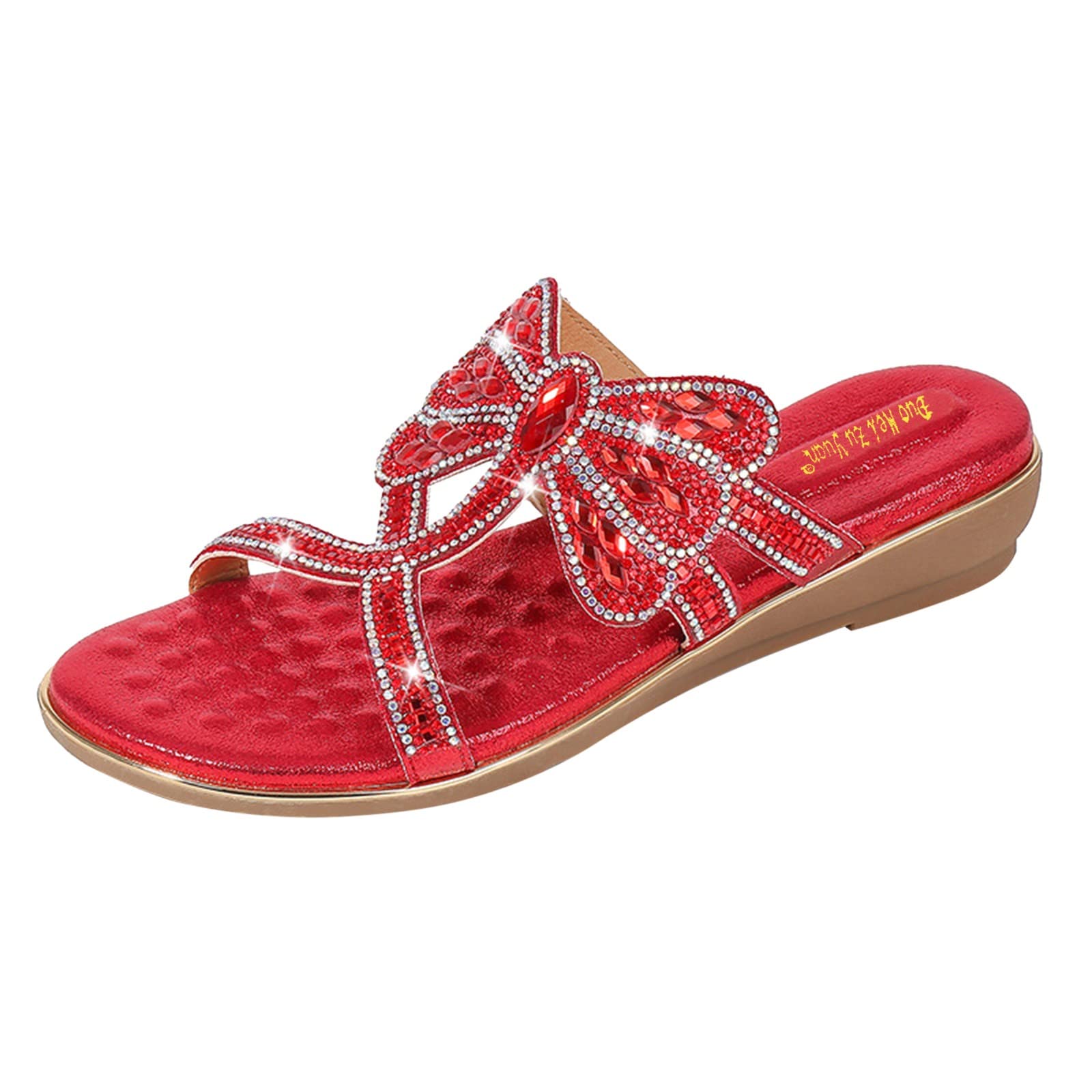 Women's Dressy Summer Rhinestone Sandals - Comfortable Soft Sole Round Toe Wedge Shoes for Casual Outings, Beach Vacations & Date Nights