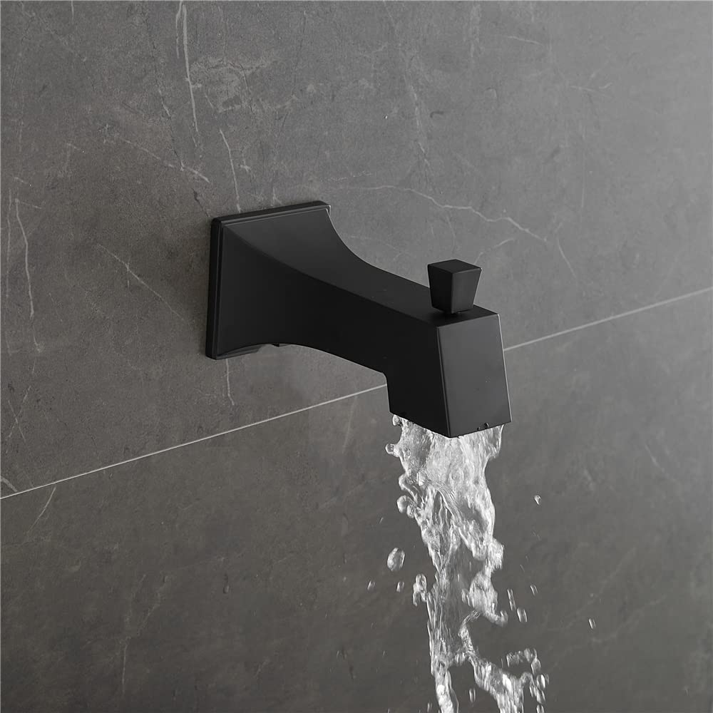 Premium Matte Black Shower Tub Faucet Set - 8-Inch Rain Shower Head, Slip-On Diverter Tub Spout, Rough-in Valve & Trim Kit for Bathroom Renovation | Perfect for Modern Home Spa Experience