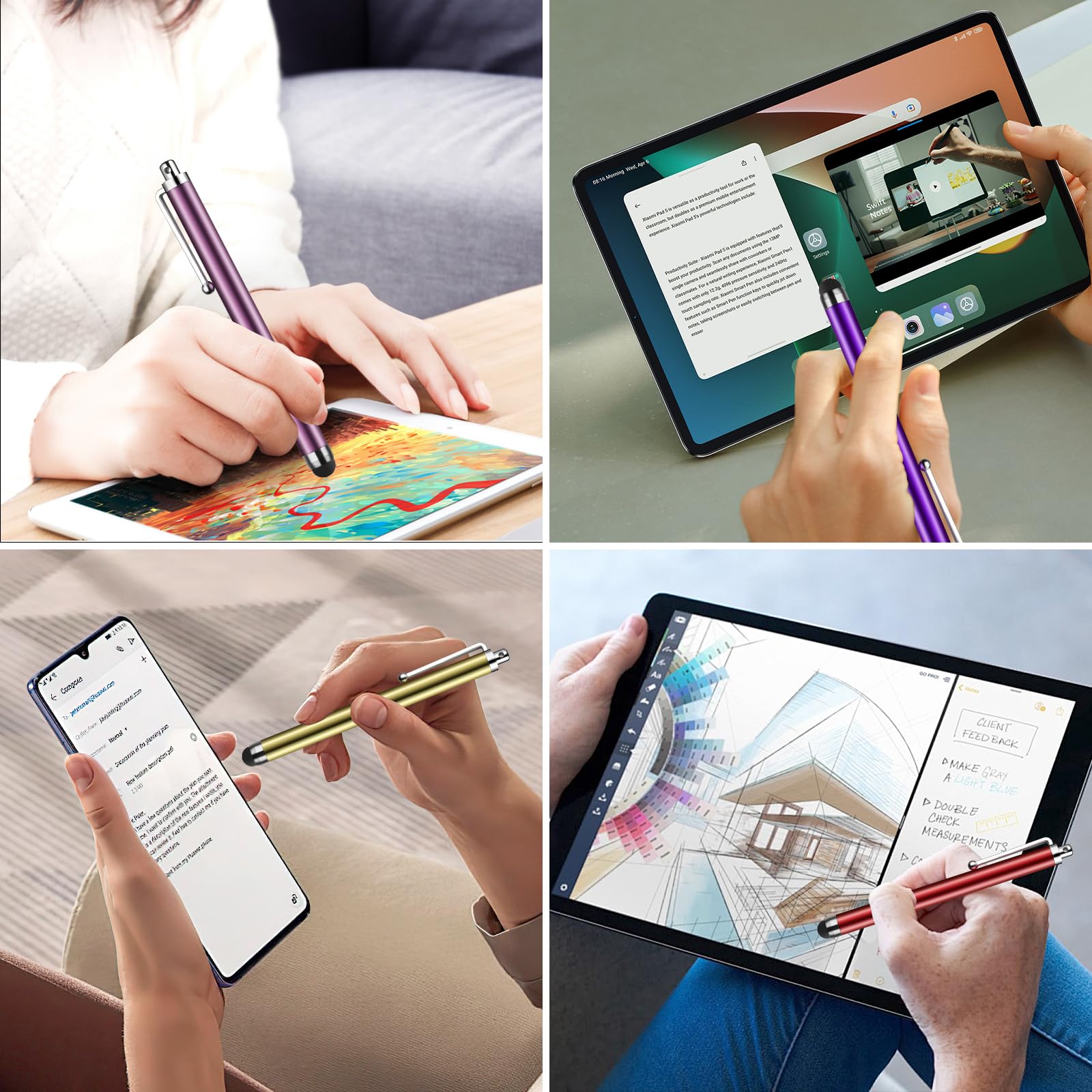 10 Pack Universal Stylus Pens for iPad, Samsung Galaxy & Smartphones - Capacitive Touch Screen Stylus with Multiple Colors - Perfect for Drawing, Note-Taking & Digital Signatures