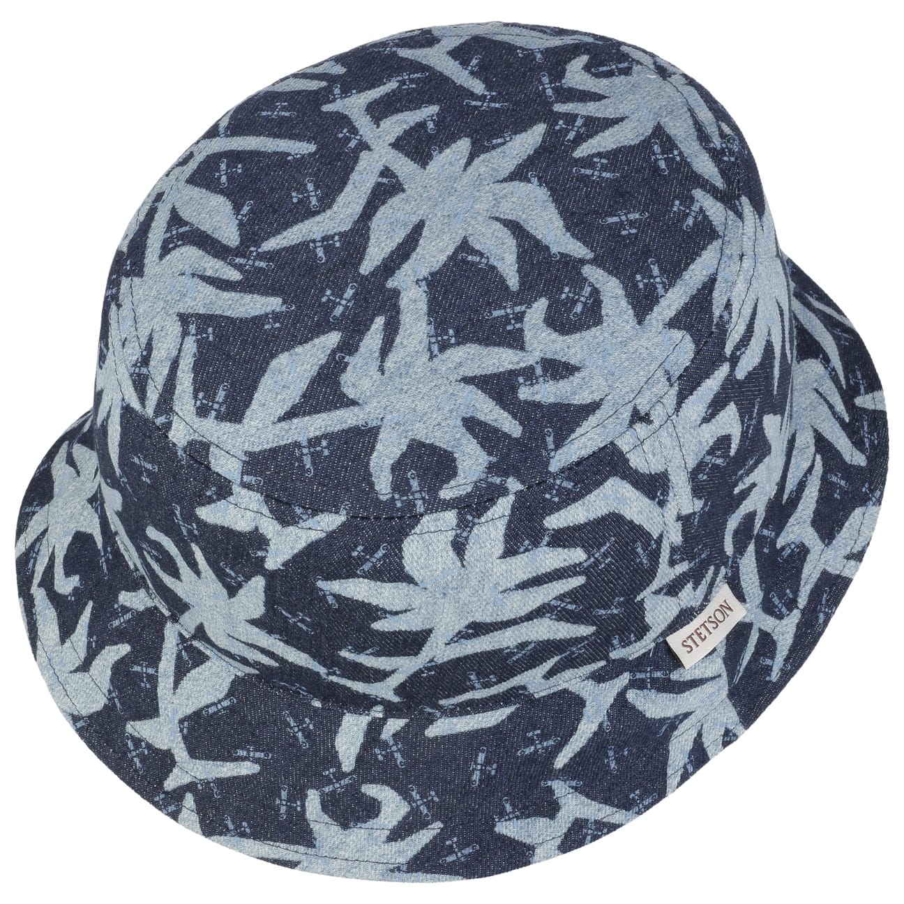 Stetson Denim Print Bucket Hat for Men & Women - Fashionable Casual Sun Hat for Outdoor Activities, Beach, Travel & Streetwear