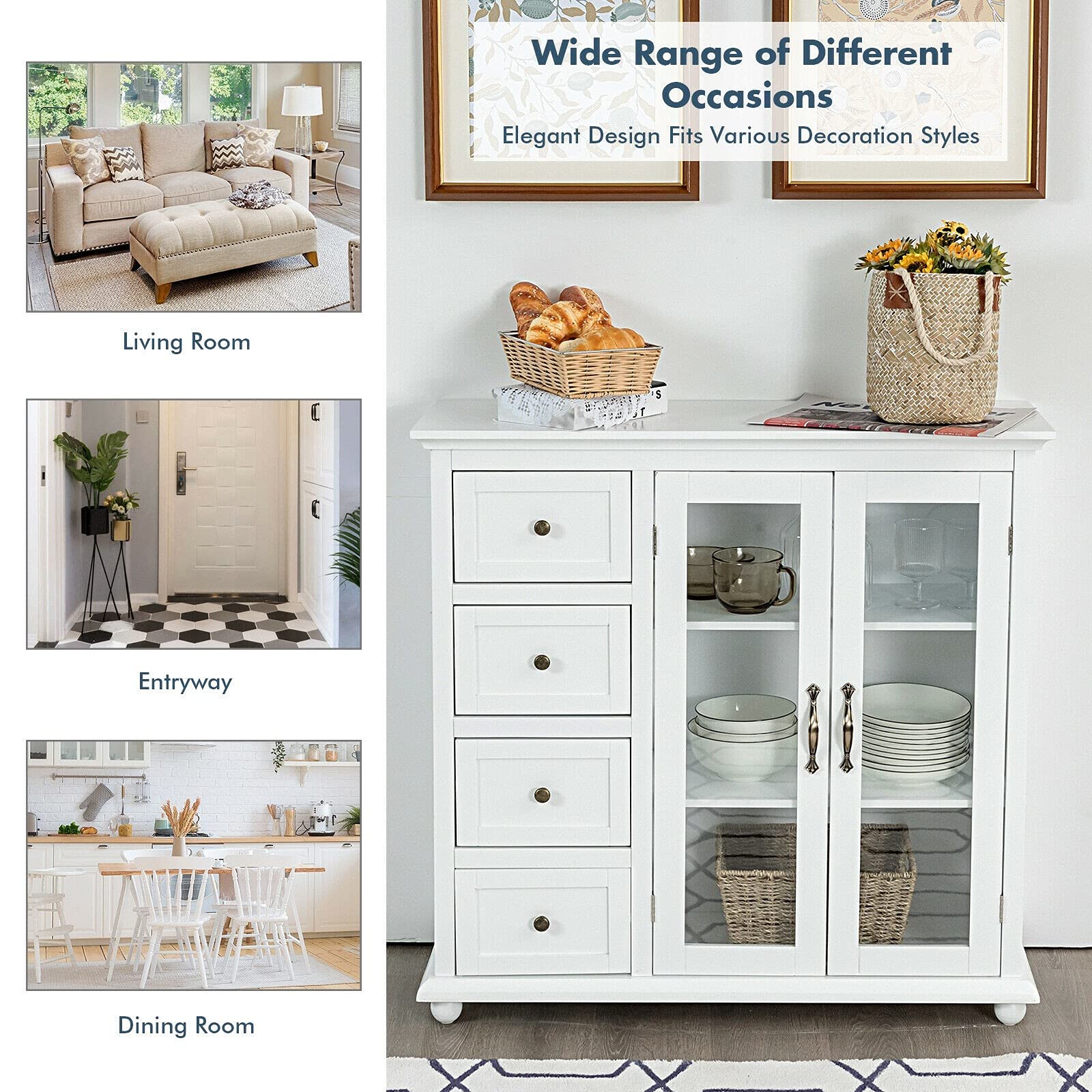 Modern Wooden Sideboard Buffet Server Table - 36