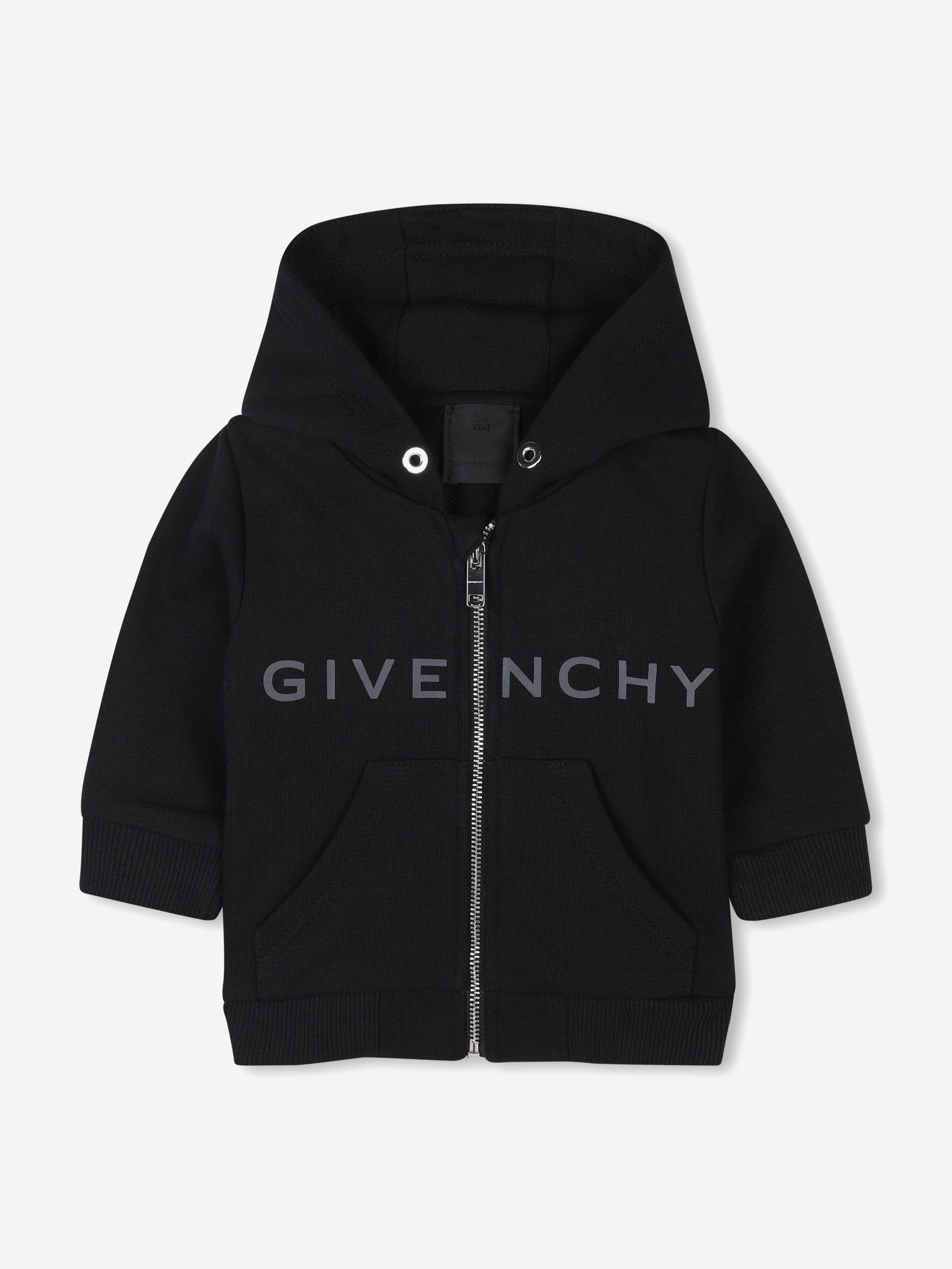 **4G Logo Zip Up Hoodie for Baby Boys - Black | Soft & Comfortable Pullover for Playtime & Outdoor Activities**