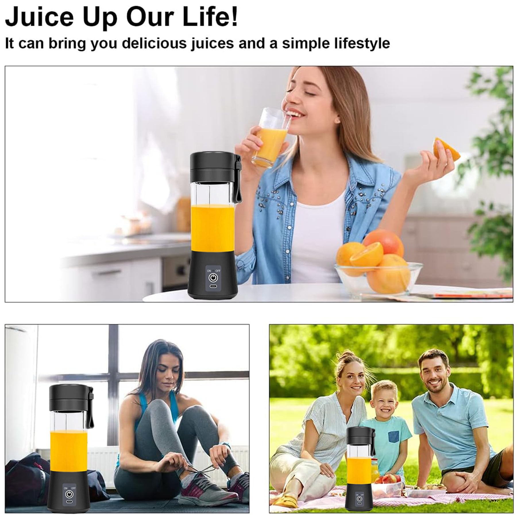 Portable USB Rechargeable Personal Blender with 6 3D Blades - 380ml Electric Fruit Juice Mixer for Smoothies, Shakes & Healthy Drinks - Perfect for Home, Office, Gym & Travel (Rose)
