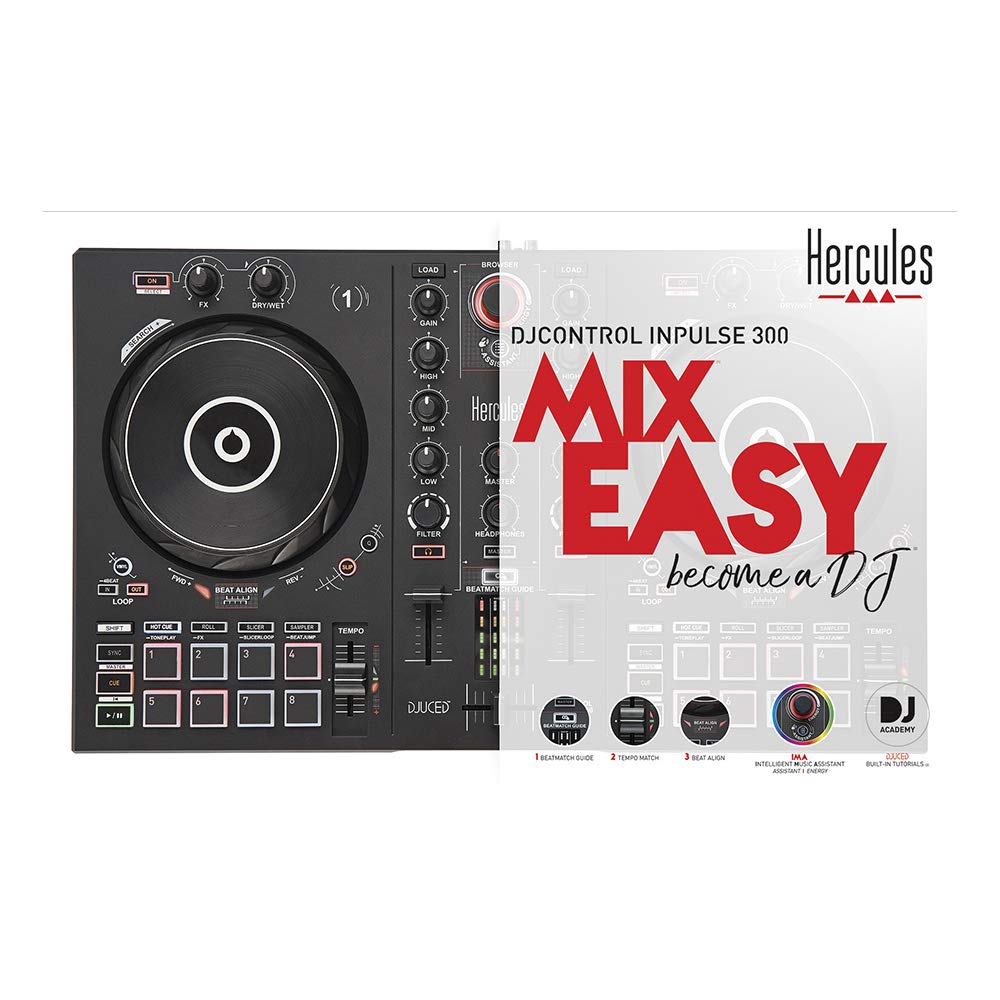 Hercules DJ Controller Professional Mixer - Black (Model 4780883) for DJs, Music Producers & Live Performances