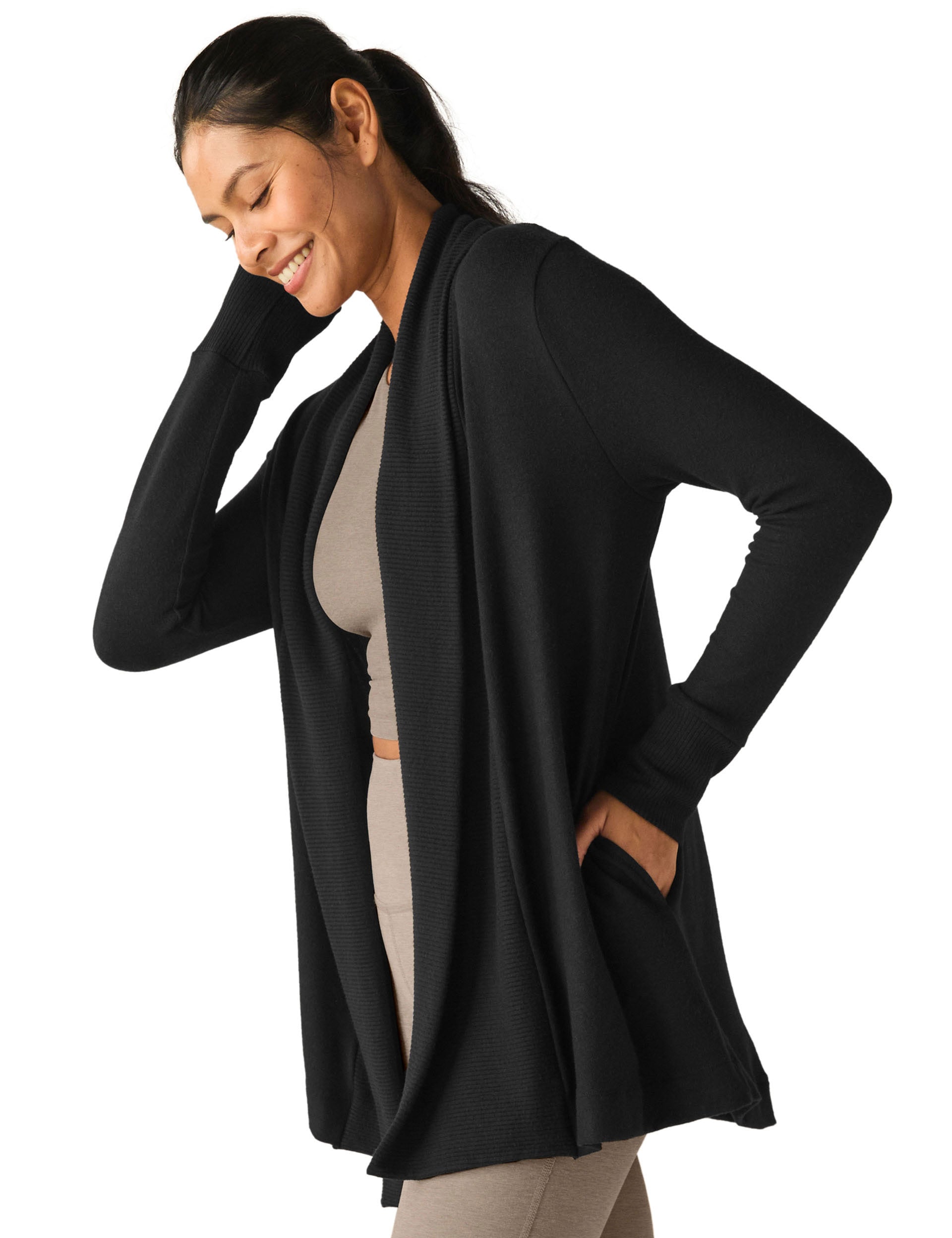 Relax Rib Cardigan for Women - Soft & Cozy Black Knit Sweater | Perfect for Casual Wear, Layering & Fall Fashion