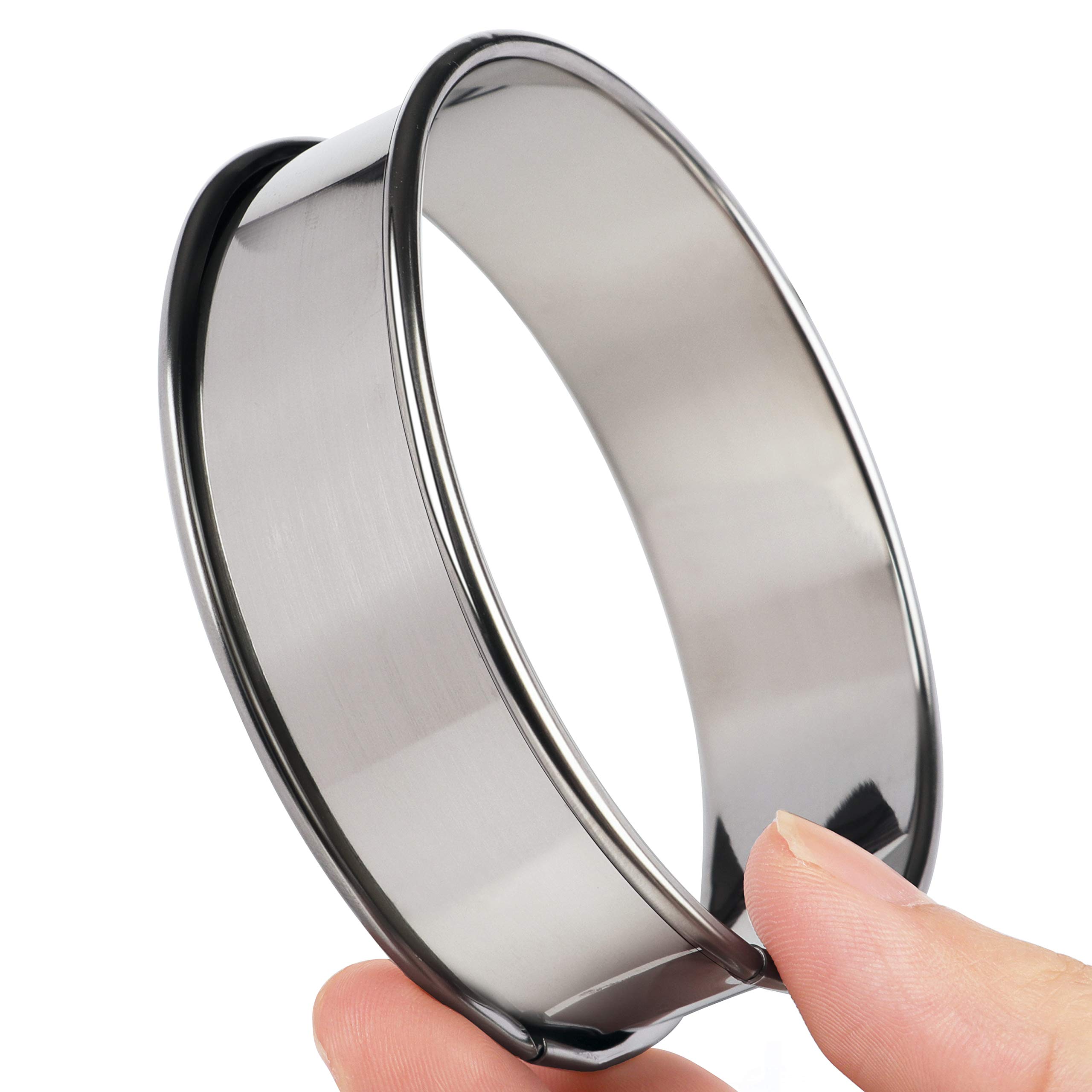 FANGSUN 4-Inch Stainless Steel Crumpet Rings & English Muffin Rings - Nonstick Baking Tart Rings, Double Rolled Pastry Mold for Griddle Cooking - Perfect for Homemade Muffins, Pancakes, Eggs & Desserts