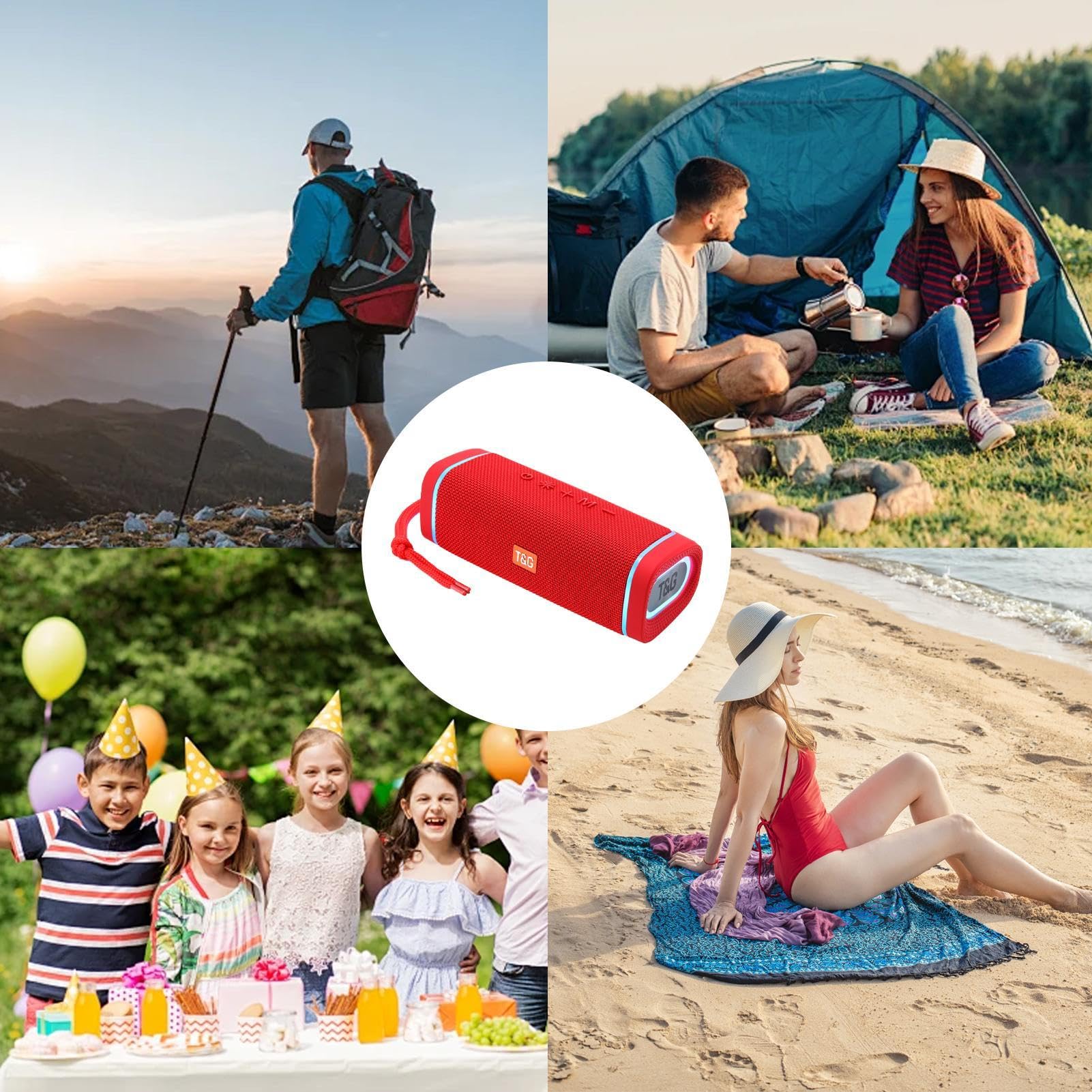 Fukamou Portable Wireless Bluetooth Speaker with LED Lights - Rechargeable, Waterproof, Deep Bass, 1200mAh Battery for Outdoor, Travel, Camping, Beach, Pool Party & Home Use