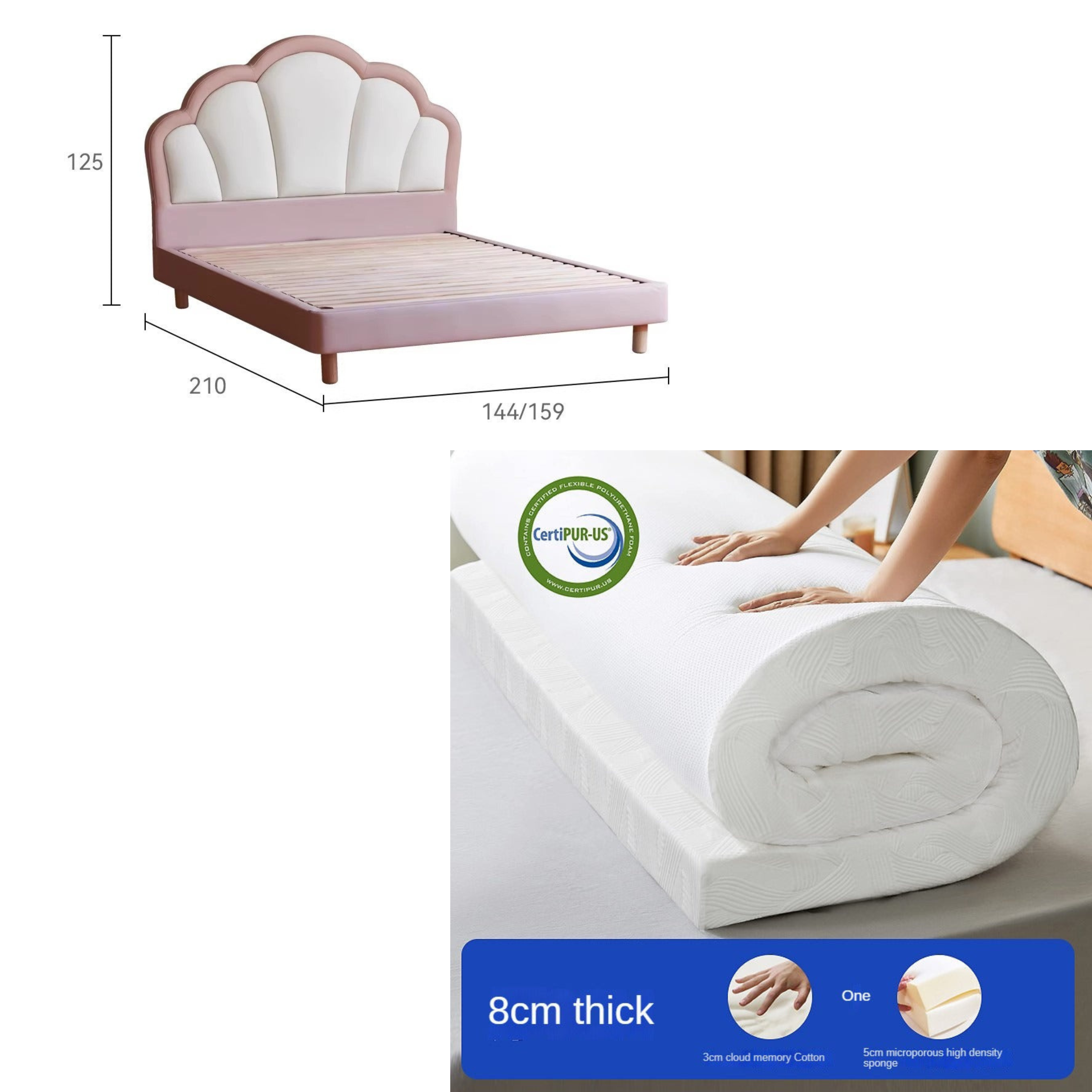 Organic Leather Princess Bed for Kids – Eco-Friendly & Durable Toddler Bed with Safety Rails – Perfect for Girls' Bedroom Decor & Nursery Furniture