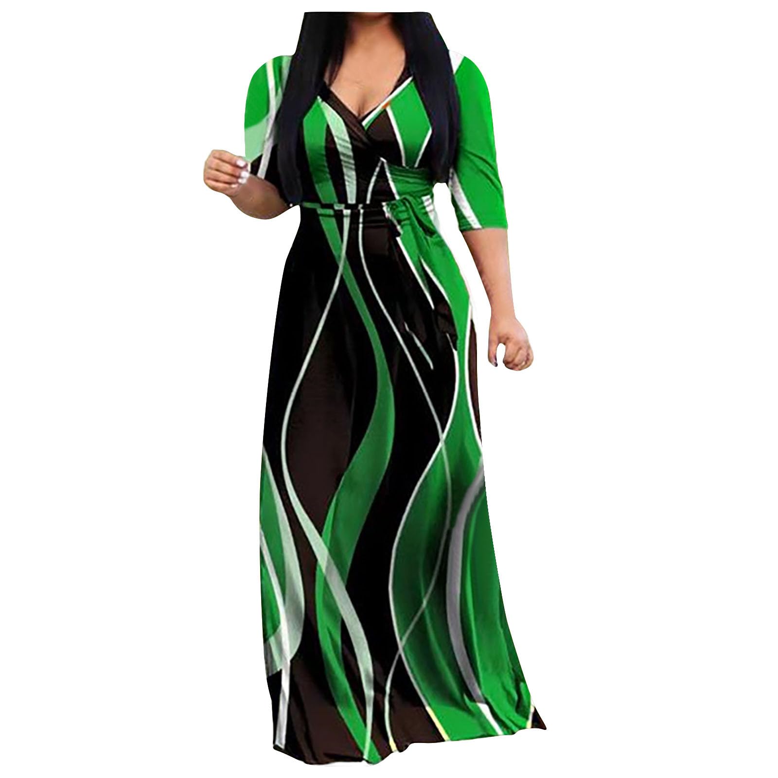 **Elegant Plus Size Wrap Dress for Women - Flattering Maxi Wedding Guest & Party Dress with Sleeves | Summer 2025 Fashion | Perfect for Weddings, Cocktail Parties & Special Occasions**