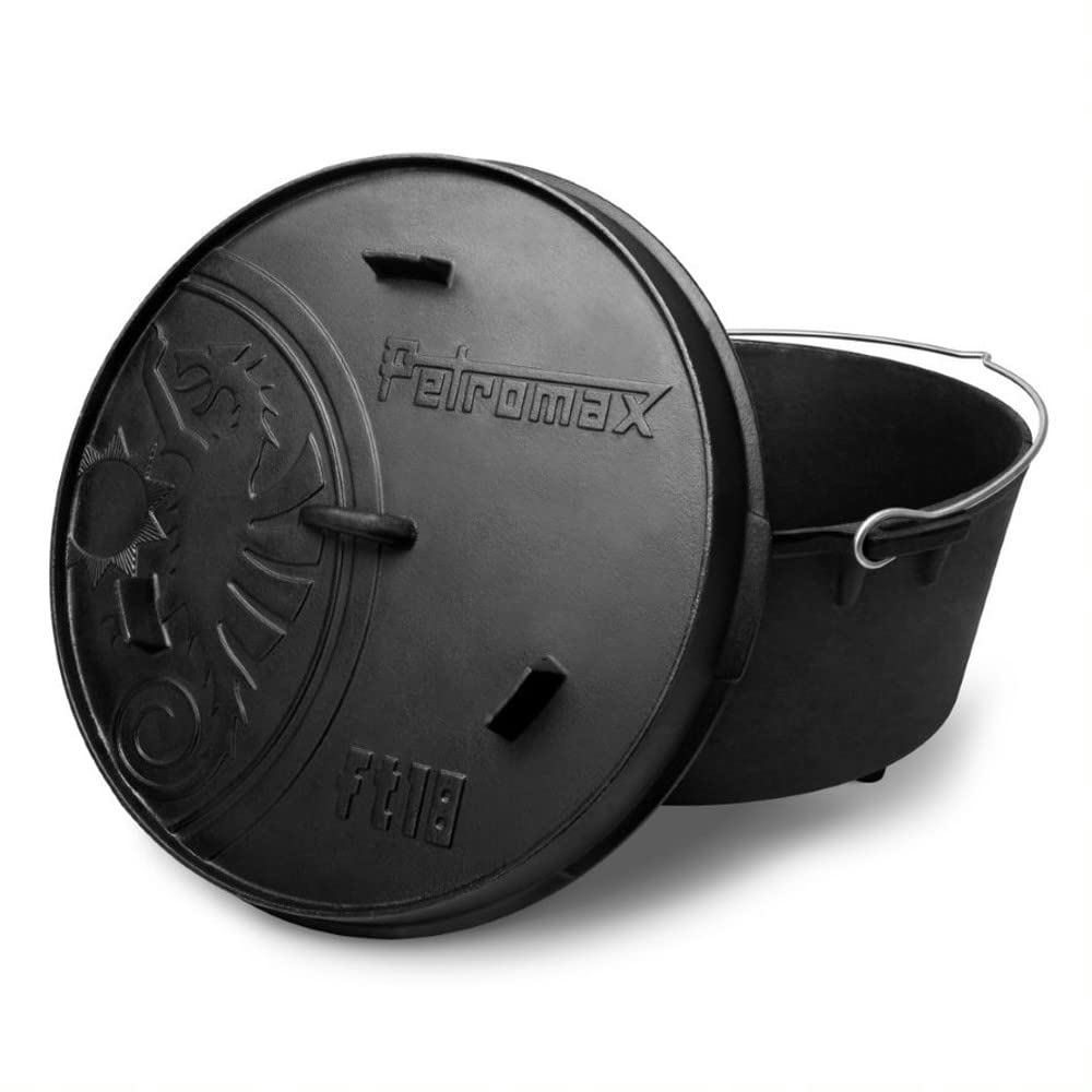 Petromax Pre-Seasoned Cast Iron Dutch Oven for Outdoor Campfire Cooking & Home Kitchen Baking - Even Heat Distribution with 3 Legs - Perfect for Camping, Backpacking, and Homemade Bread Baking