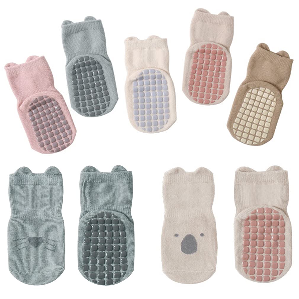Non-Slip Baby Socks with Grips - Anti-Skid Cotton Ankle Socks for Infants & Toddlers (Girls & Boys) - Perfect for Playtime, Crawling & First Steps