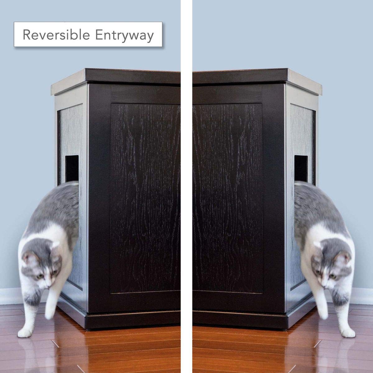 Premium Cat Litter Box Enclosure Cabinet - Modern Black Espresso Hidden Litter Box Furniture with Adjustable Levelers & Storage Drawer - XL Size for Large Cats - Perfect for Home, Apartment & Pet-Friendly Spaces