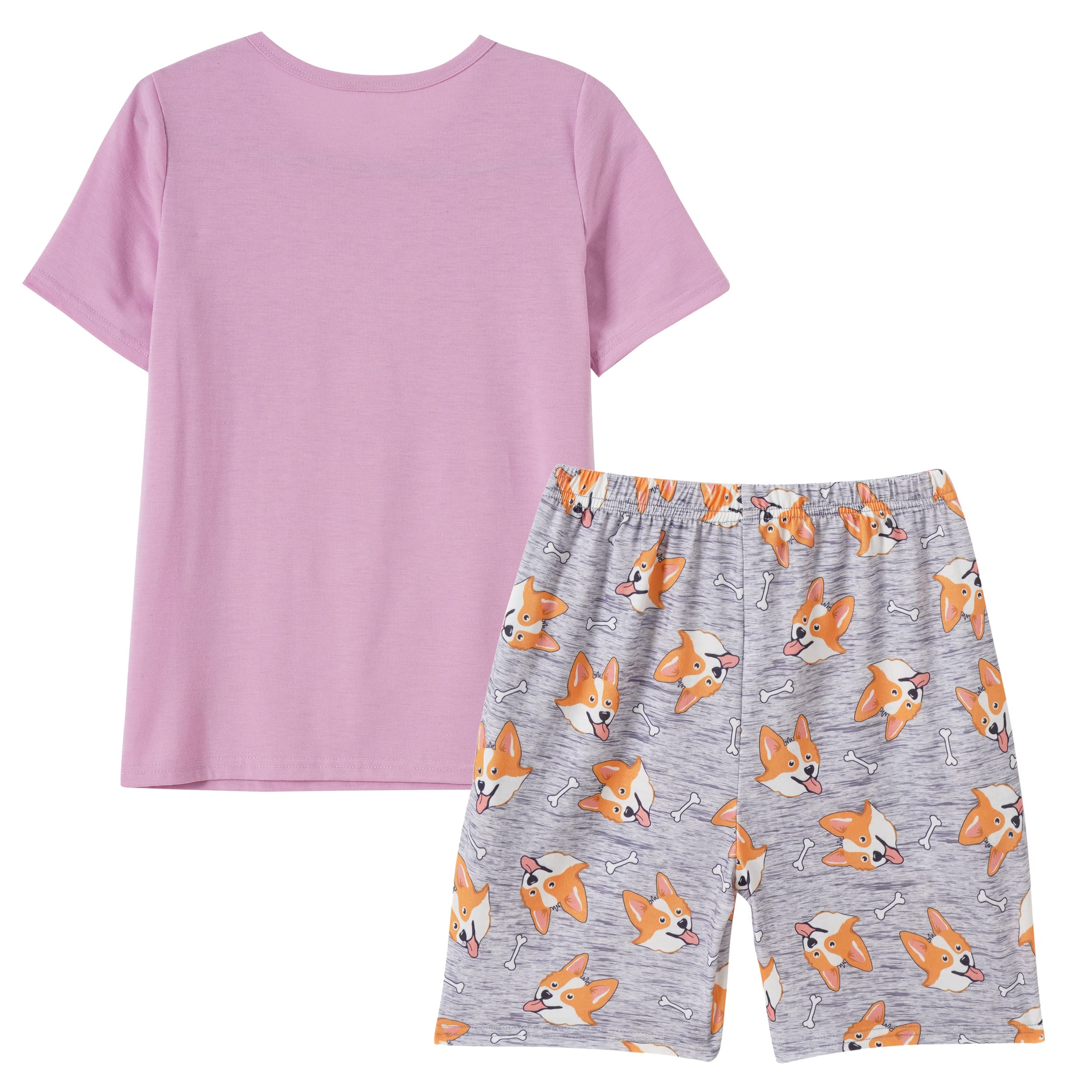 Big Girls Summer Pajama Set - Striped Heart Print Sleepwear for Comfort & Style