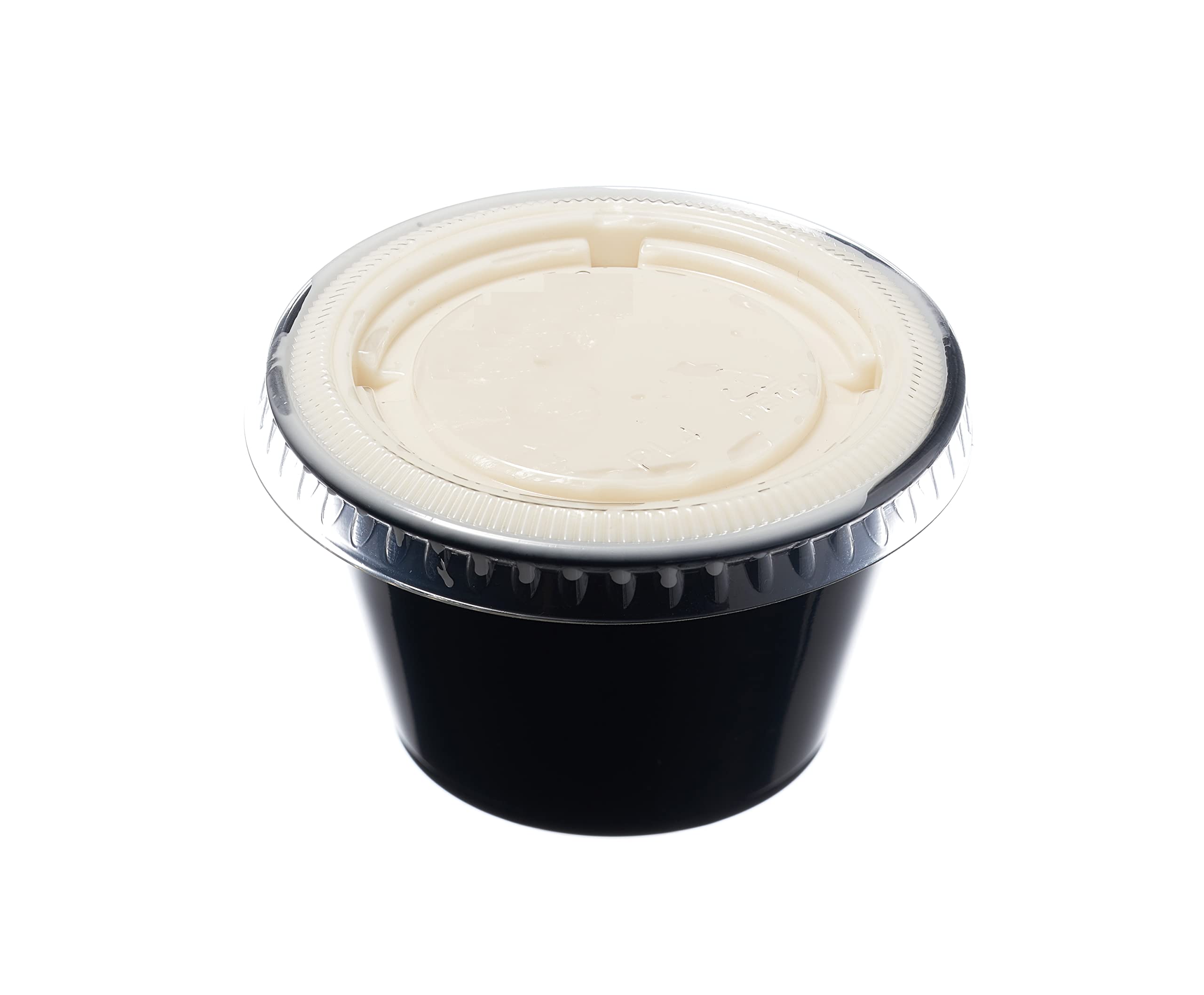 EcoQuality 4 oz Leak Proof Black Plastic Condiment Cups with Clear Lids - BPA-Free Souffle Containers for Sauces, Dressings, Jello Shots, Slime, Food Storage - Ideal for Restaurants, Catering, Parties & Home Use (2000 Pack)
