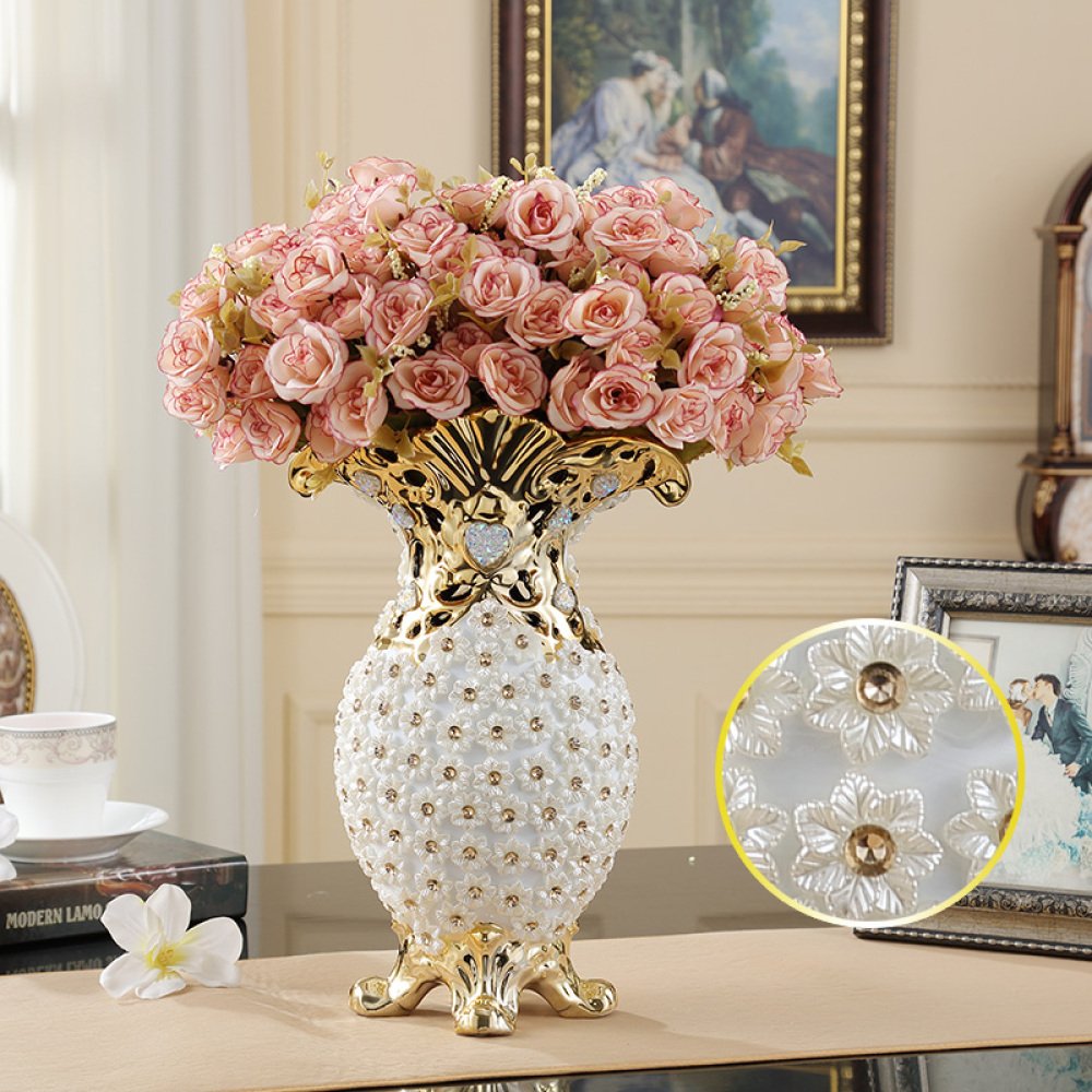 Luxury European Ceramic Floor Vase - Large Handcrafted Home Decor for Living Room, Wedding Gift & Table Centerpiece | Elegant Interior Design Accent for Modern House, Hotel Lobby Decor