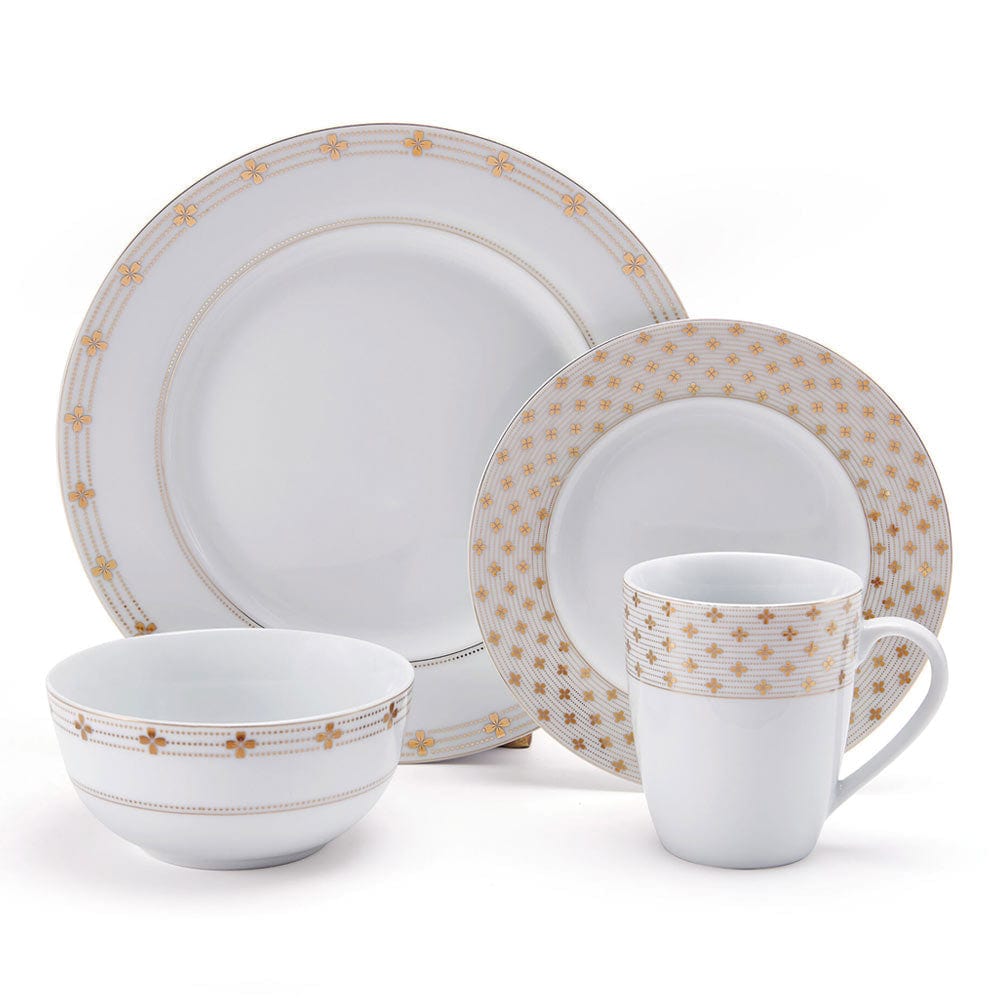 Modern Petals 32-Piece Dinnerware Set - Service for 8, Porcelain Dinner Plates, Salad Plates, Bowls & Mugs - Elegant Floral Design for Family Dinners, Parties & Home Decor
