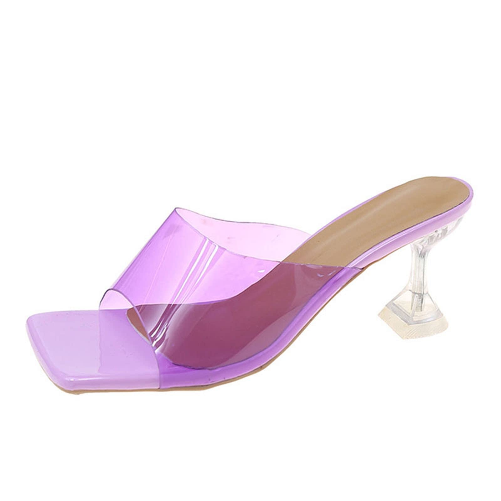 Sexy Women's High Heel Sandals - Transparent Strap Summer Dress Sandals for Women | Black Solid Color Open Toe Heels for Beach, Party & Date Night