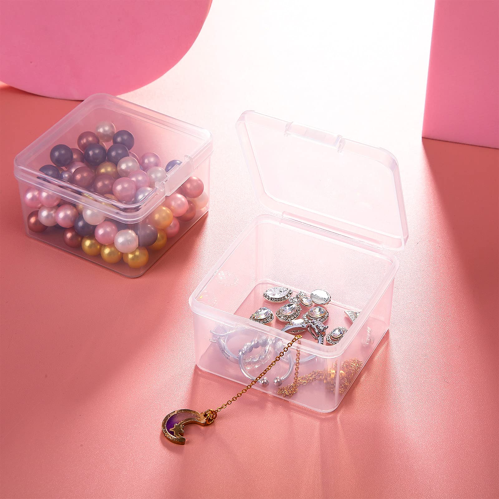 6-Piece Mini Plastic Clear Bead Storage Containers with Lids - Small Organizer Box for Jewelry, Beads, Crafts, Business Cards & Game Pieces (2.48