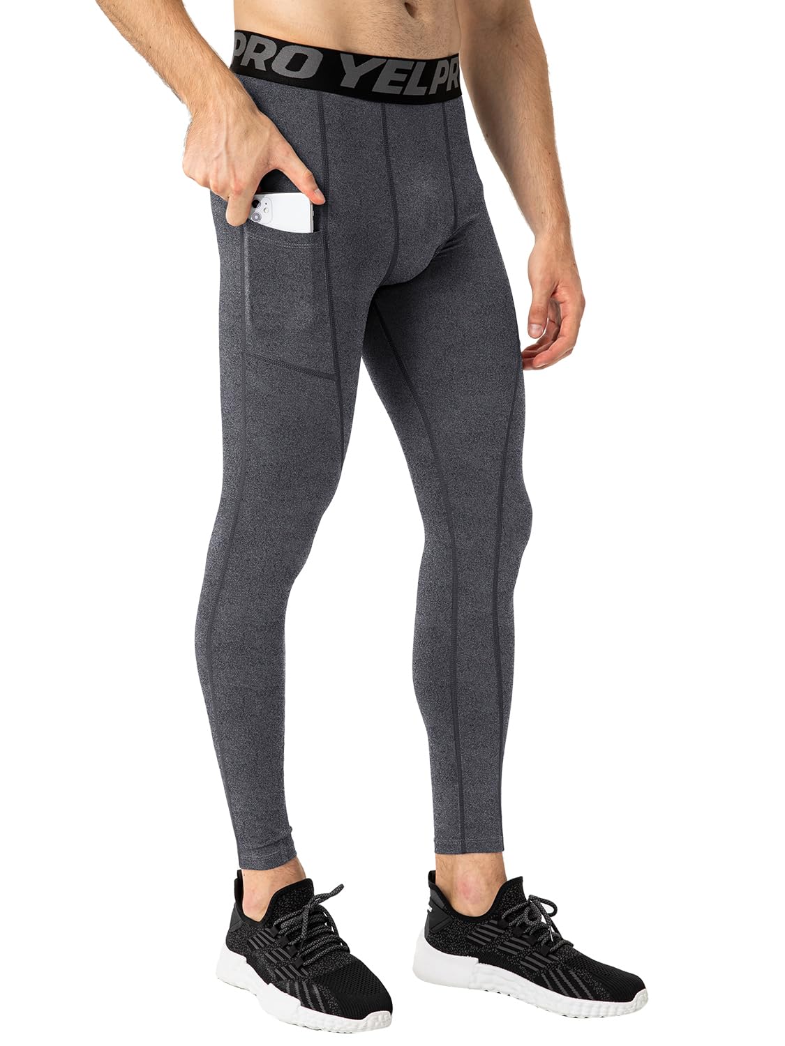 Yuerlian Men's Compression Pants with Pockets - Athletic Leggings for Running, Cycling & Workouts (1-3 Pack) | Moisture-Wicking Baselayer Tights for Gym, Training & Outdoor Sports