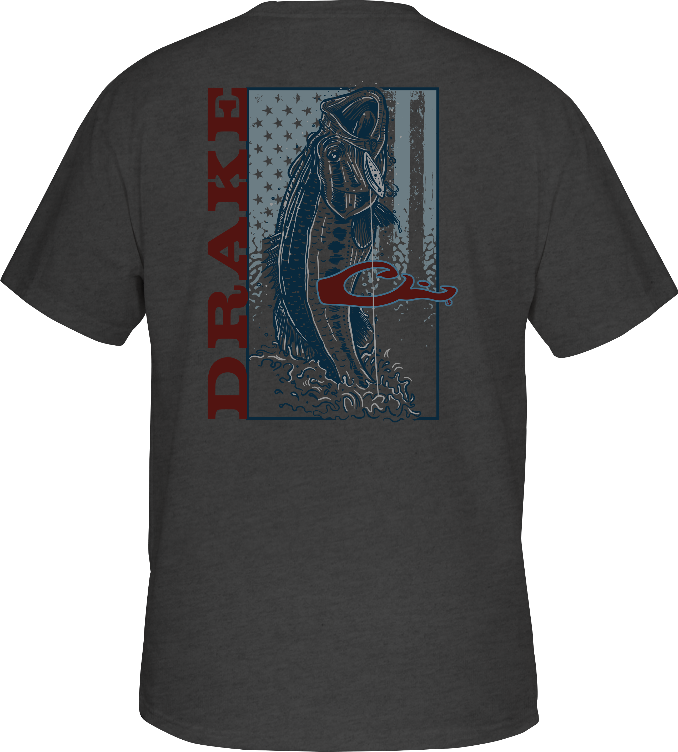 Bass Fishing Flag Graphic T-Shirt for Men - Comfortable Cotton Tee for Outdoor Fishing & Casual Wear