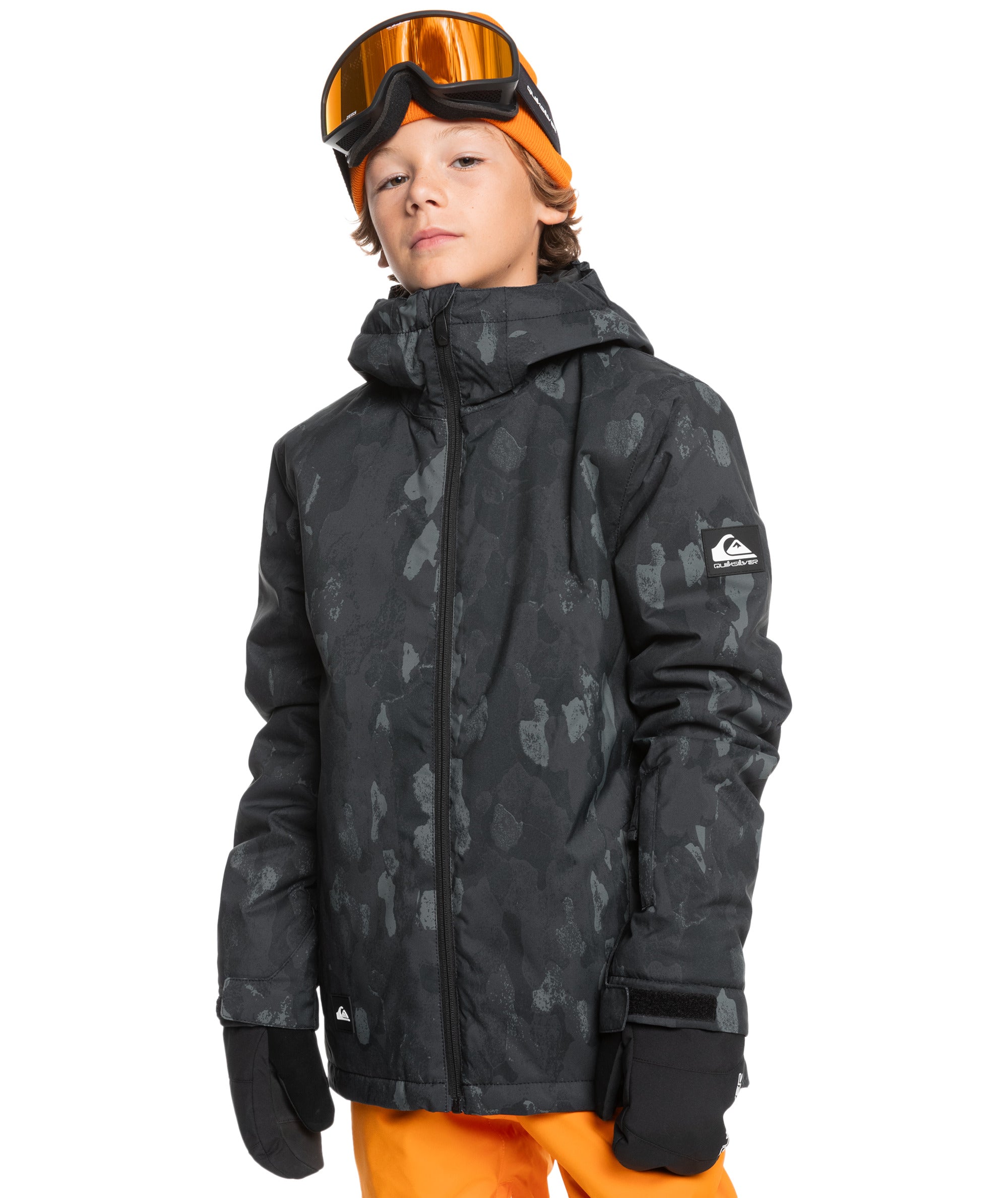 Quiksilver Mission Print Boys Ski Jacket - Waterproof Winter Snow Jacket for Kids - Warm & Durable for Skiing, Snowboarding & Outdoor Adventures